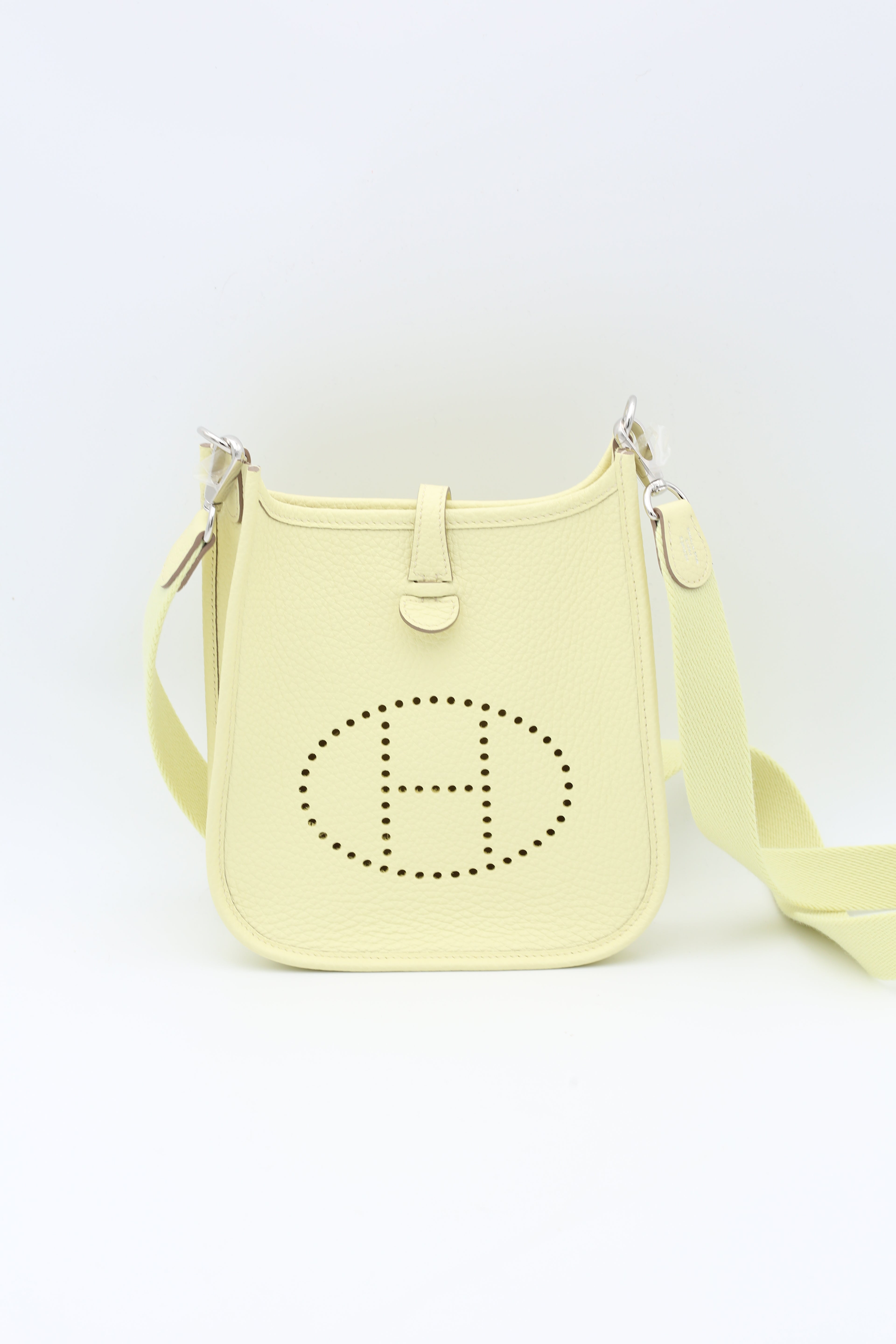 HERMÈS MINI EVELYN JAUNE MILTON TC SILVER HARDWARE K STAMP