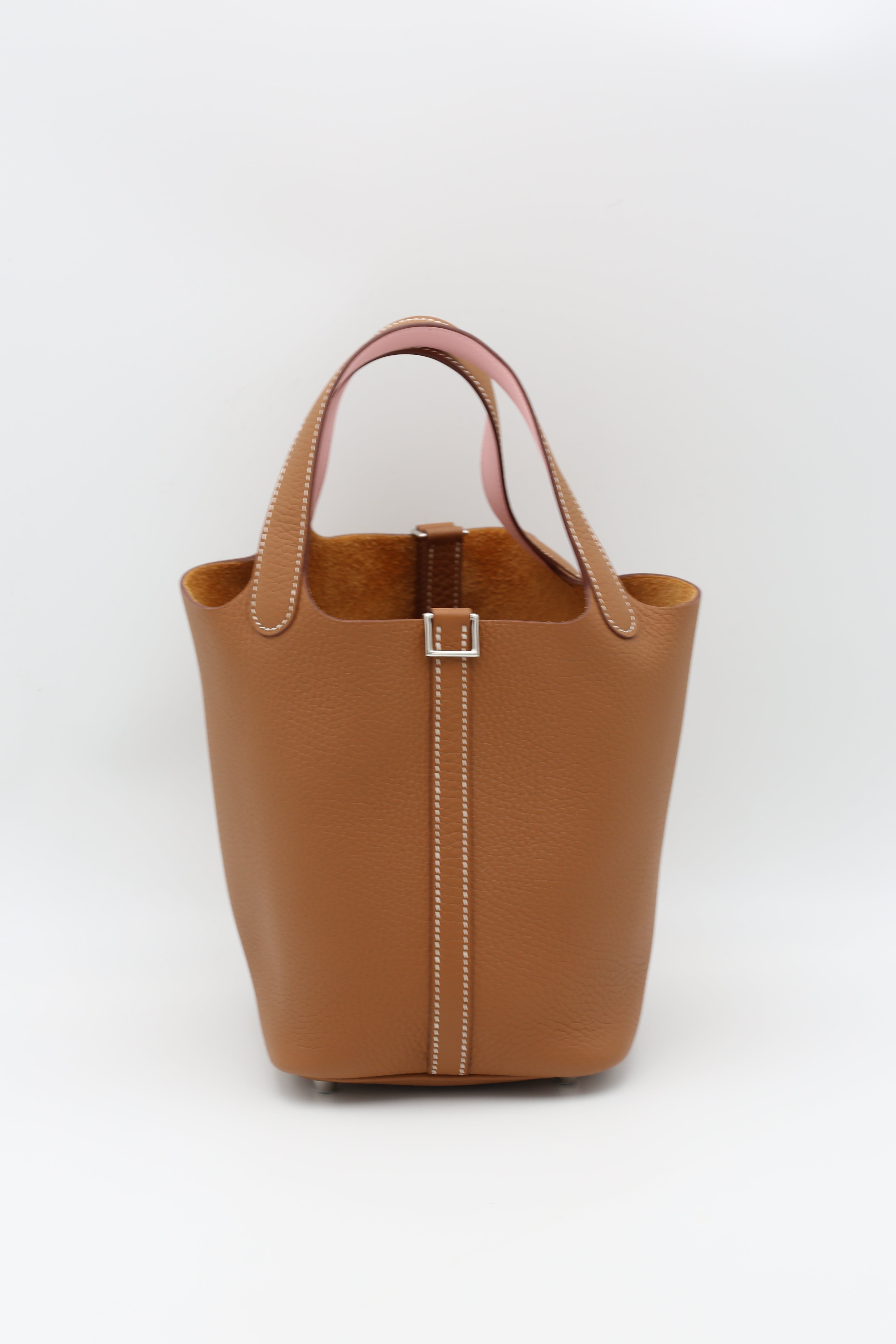 HERMÈS PICOTIN18 GOLD & ROSE SAKURA TC SILVER HARDWARE W STAMP