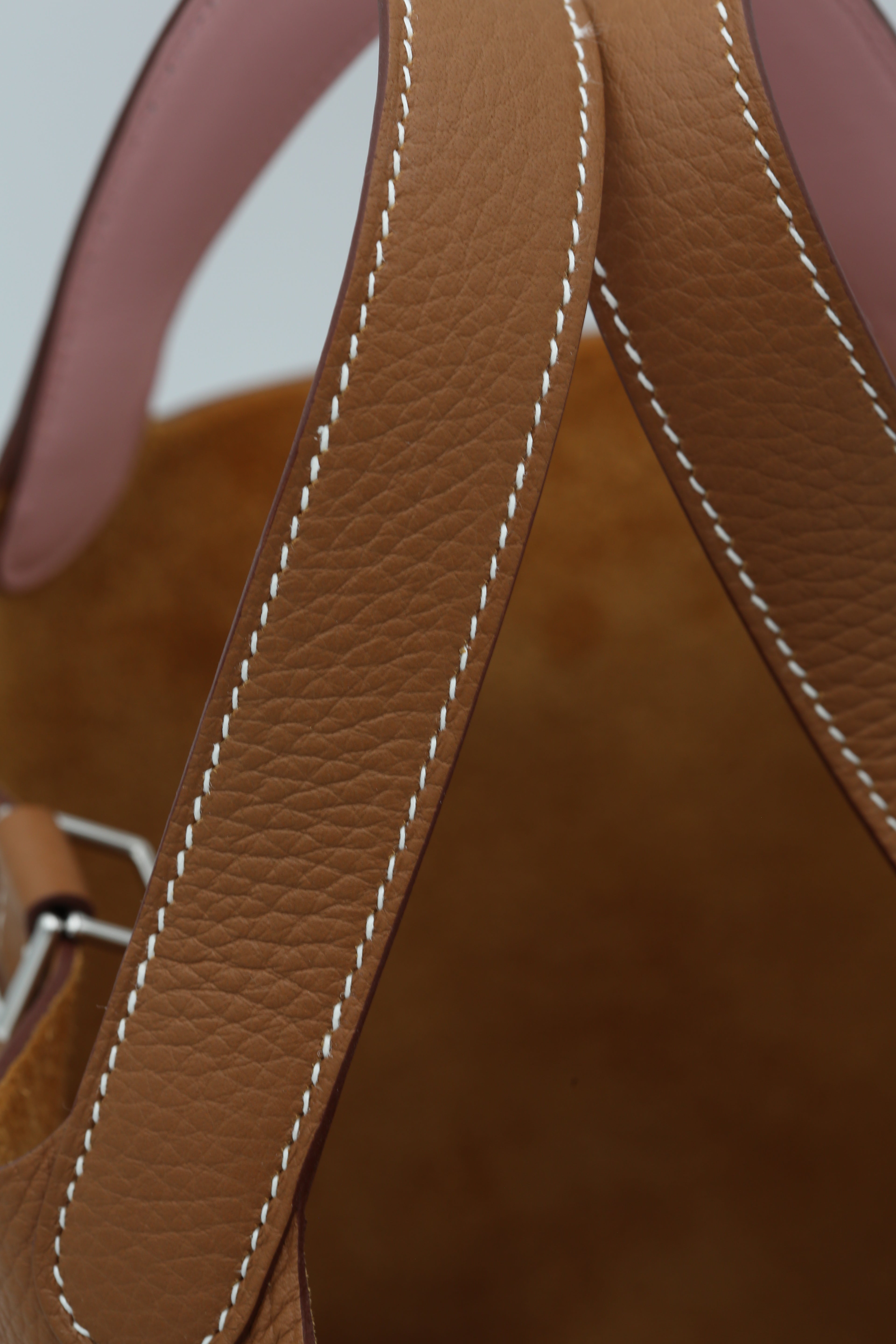 HERMÈS PICOTIN18 GOLD & ROSE SAKURA TC SILVER HARDWARE W STAMP