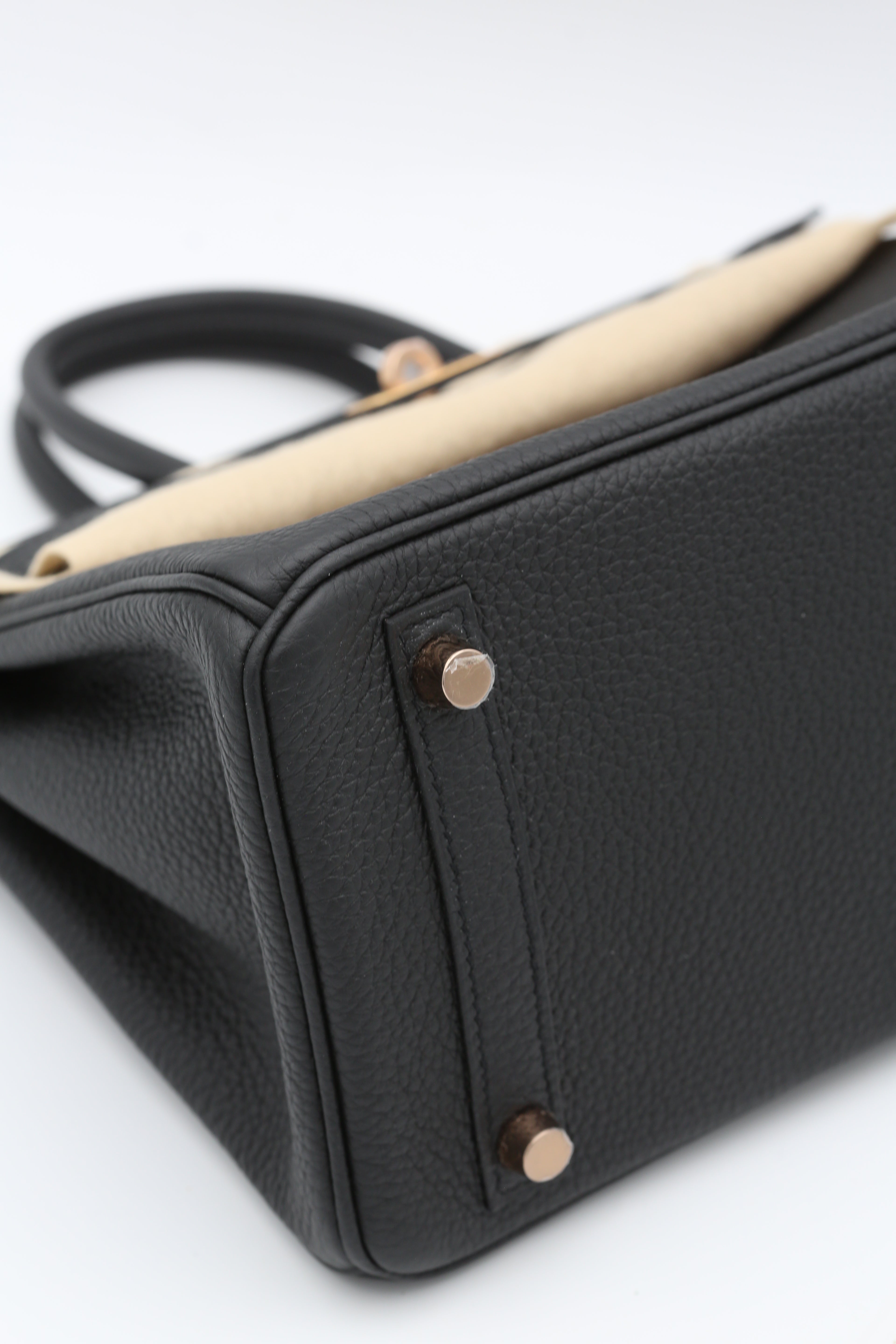 HERMÈS BIRKIN25 BLACK TOGO ROSE GOLD HARDWARE Y STAMP