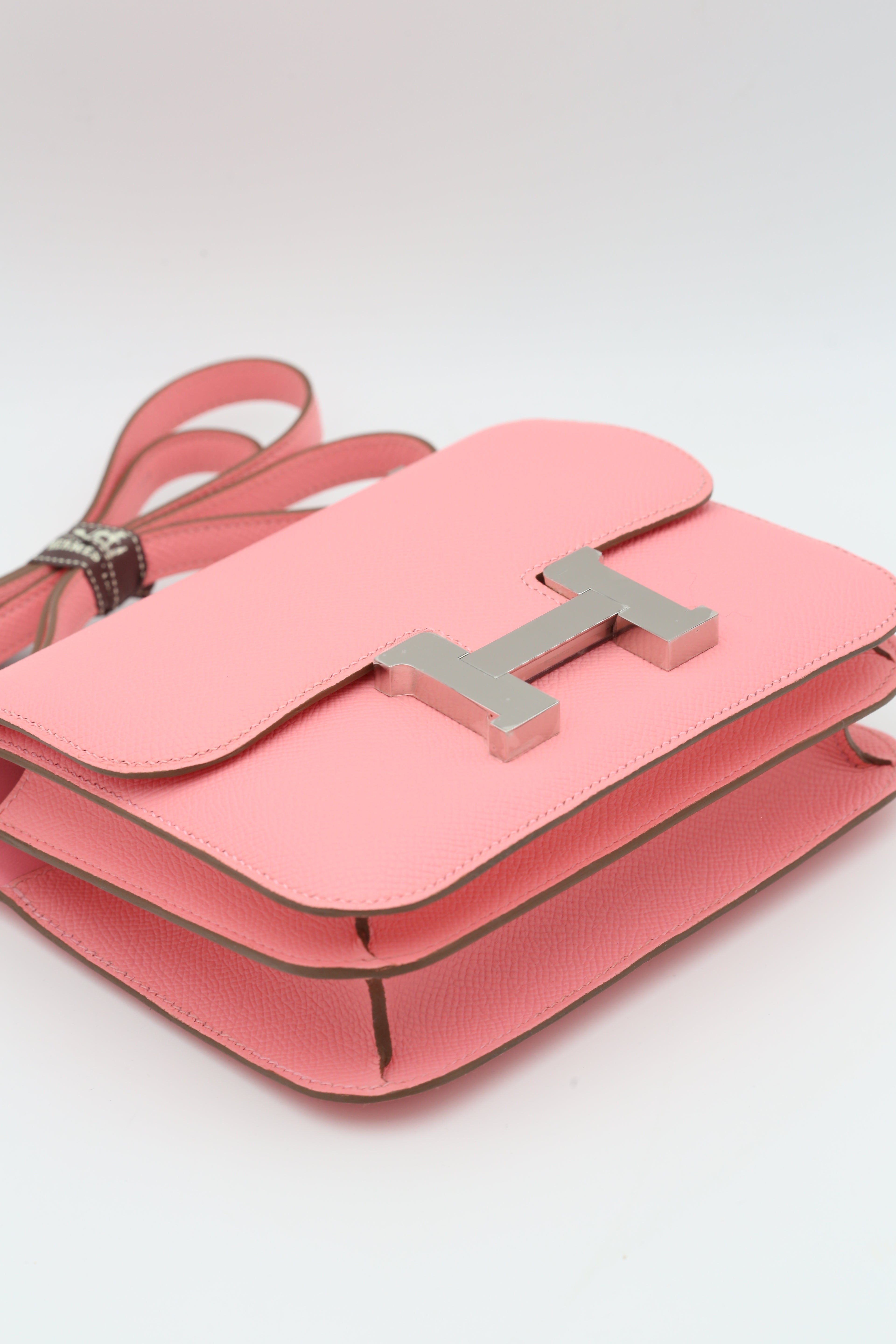 HERMÈS CONSTANCE18 ROSE CONFETTI EPSOM SILVER HARDWARE K STAMP