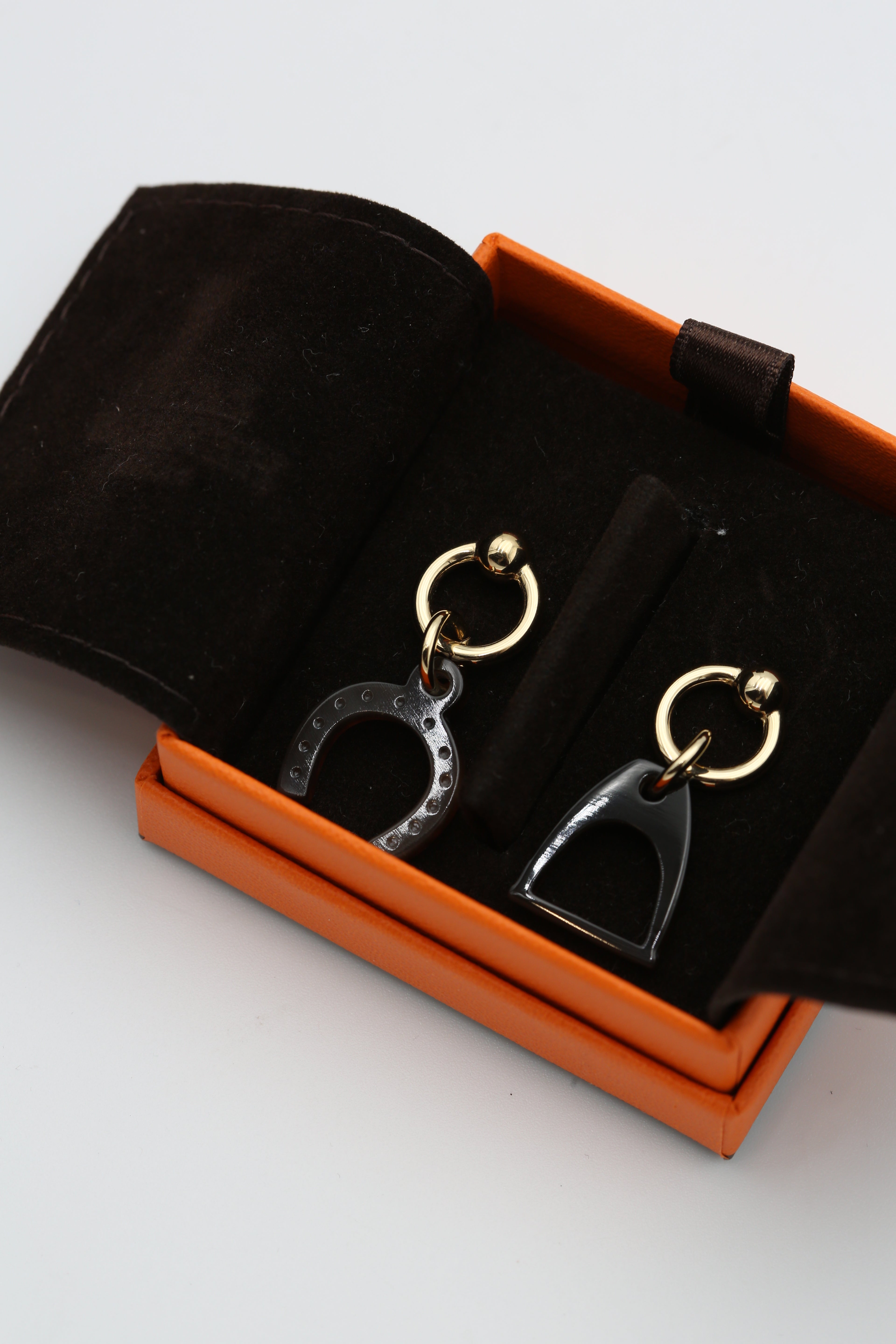 HERMÈS EARRINGS RESIN GOLD HARDWARE