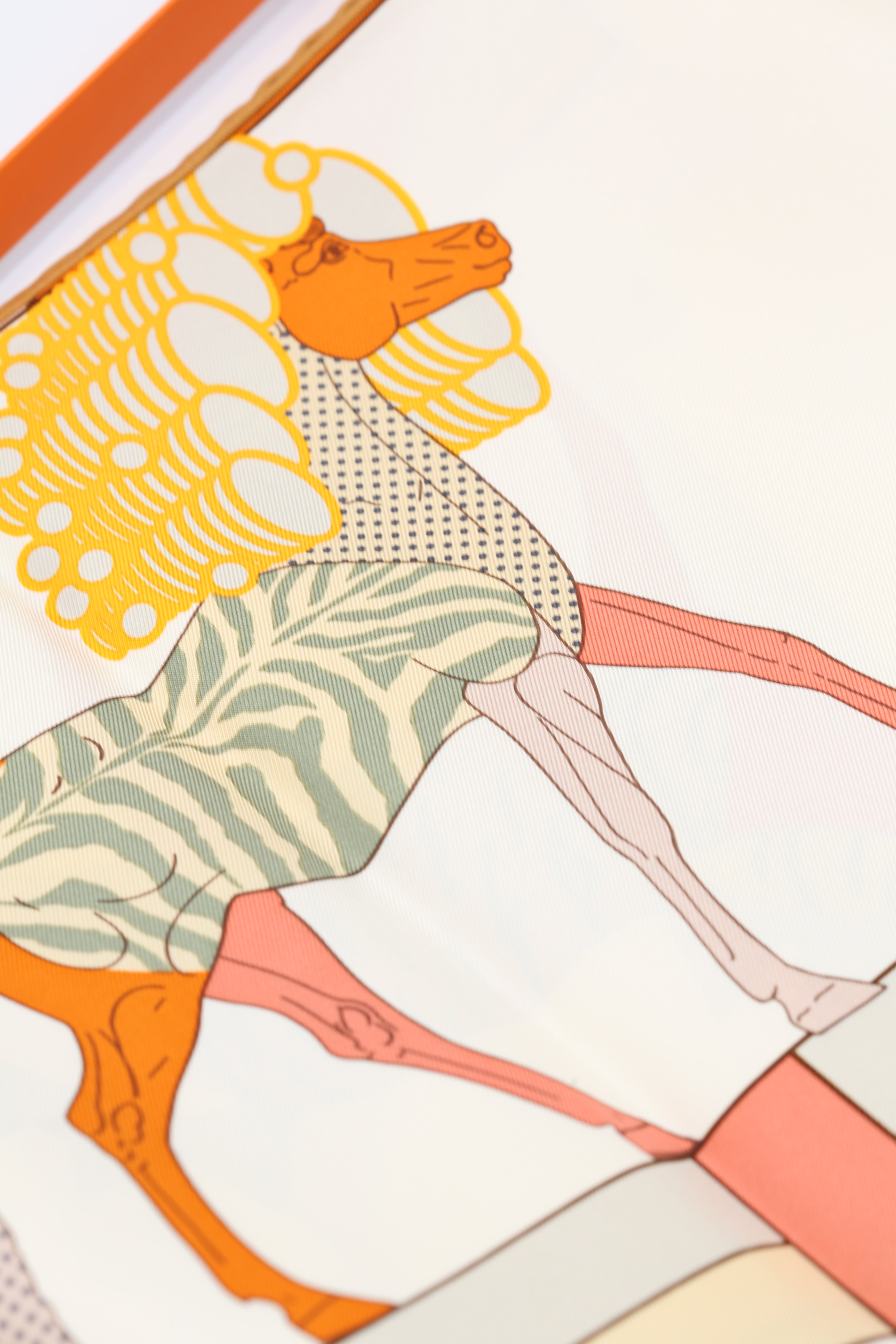 HERMÈS SCARF 90X90 CARRE TWILL A TOUTE ALLURE IL/BLANC/ORANGE CUIT