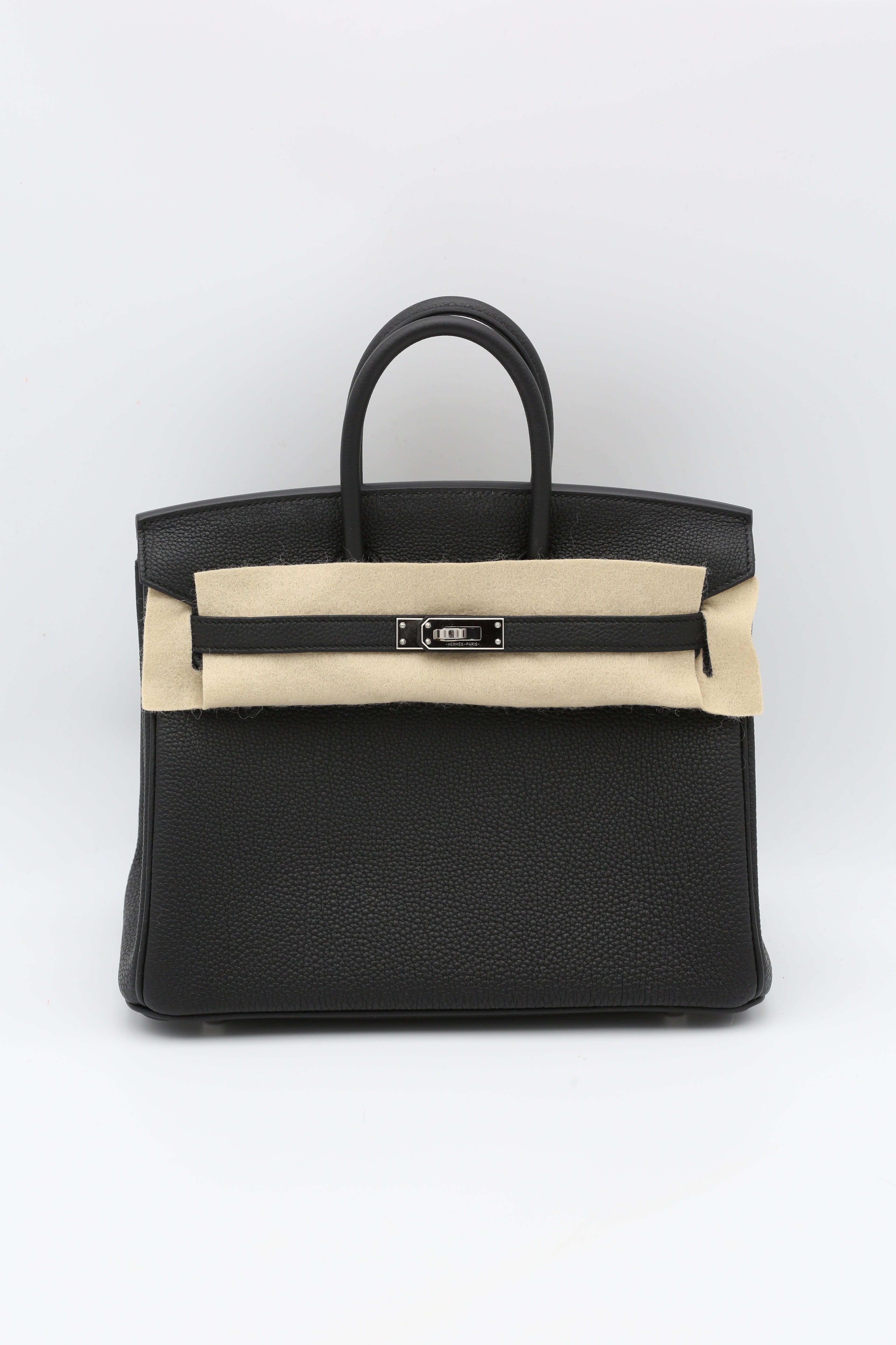 HERMÈS BIRKIN25 BLACK TOGO SILVER HARDWARE W STAMP