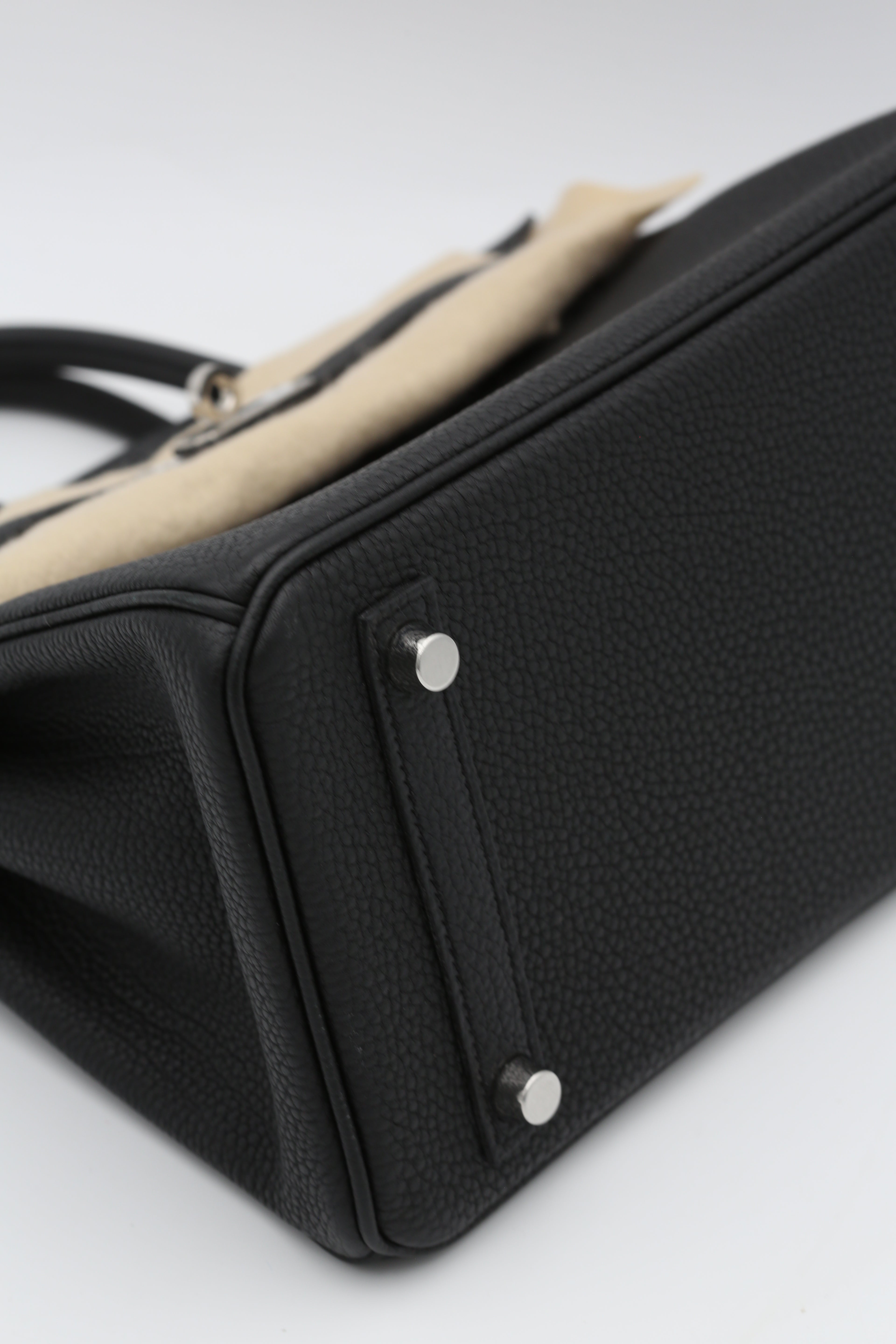 HERMÈS BIRKIN25 BLACK TOGO SILVER HARDWARE W STAMP