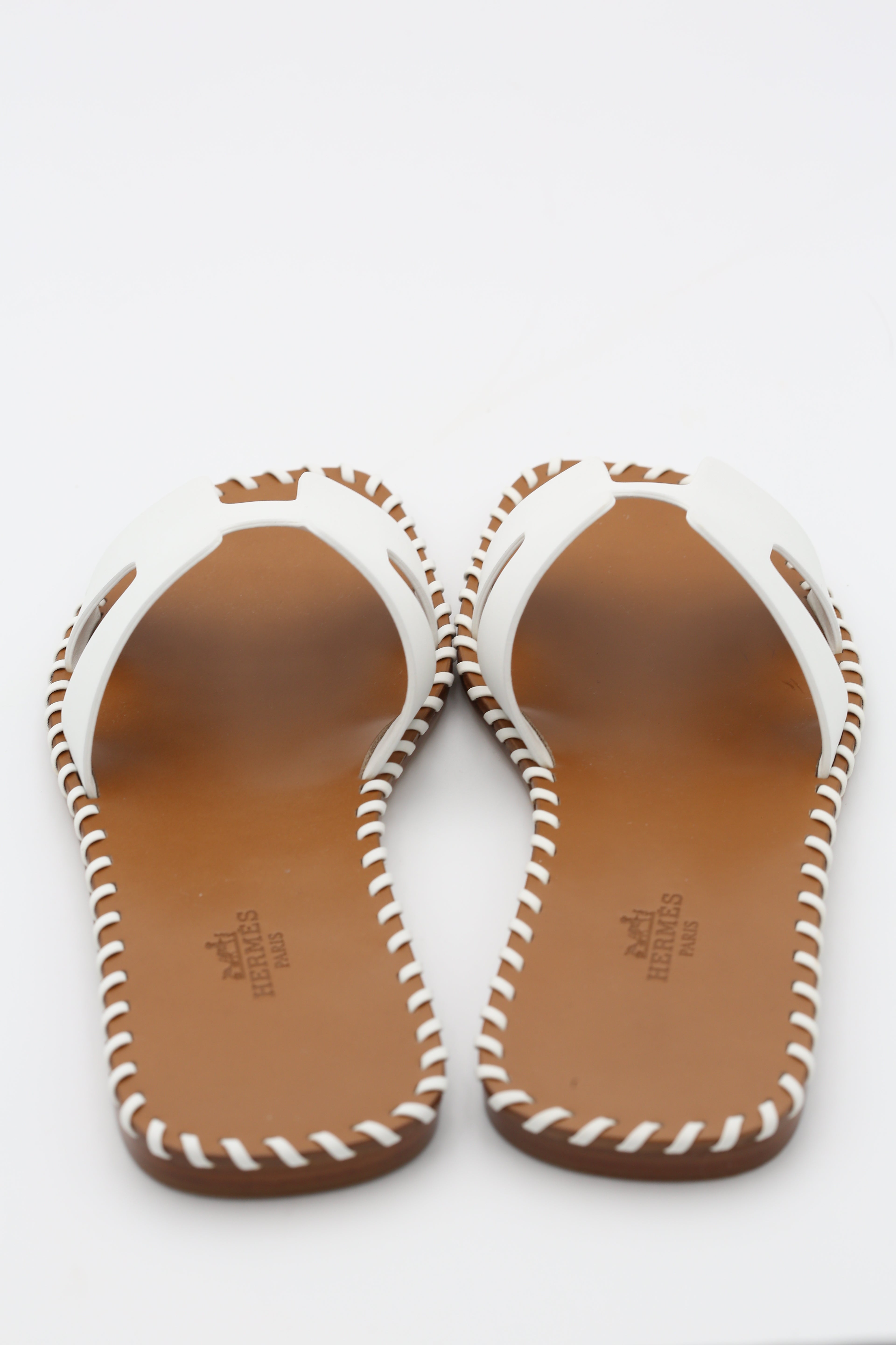 HERMÈS ORAN SANDAL WHITE & GOLD SIZE 37