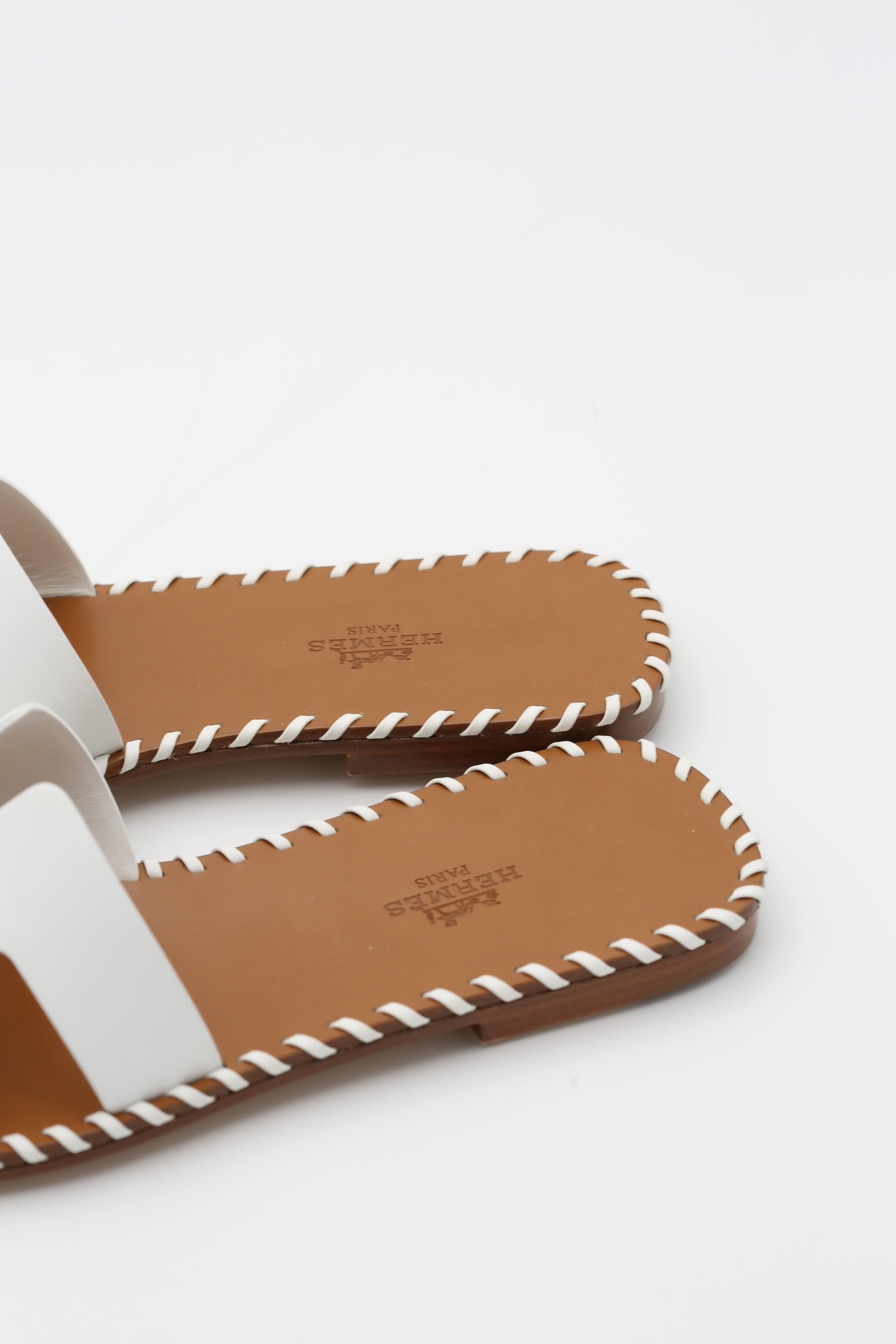 HERMÈS ORAN SANDAL WHITE & GOLD SIZE 37