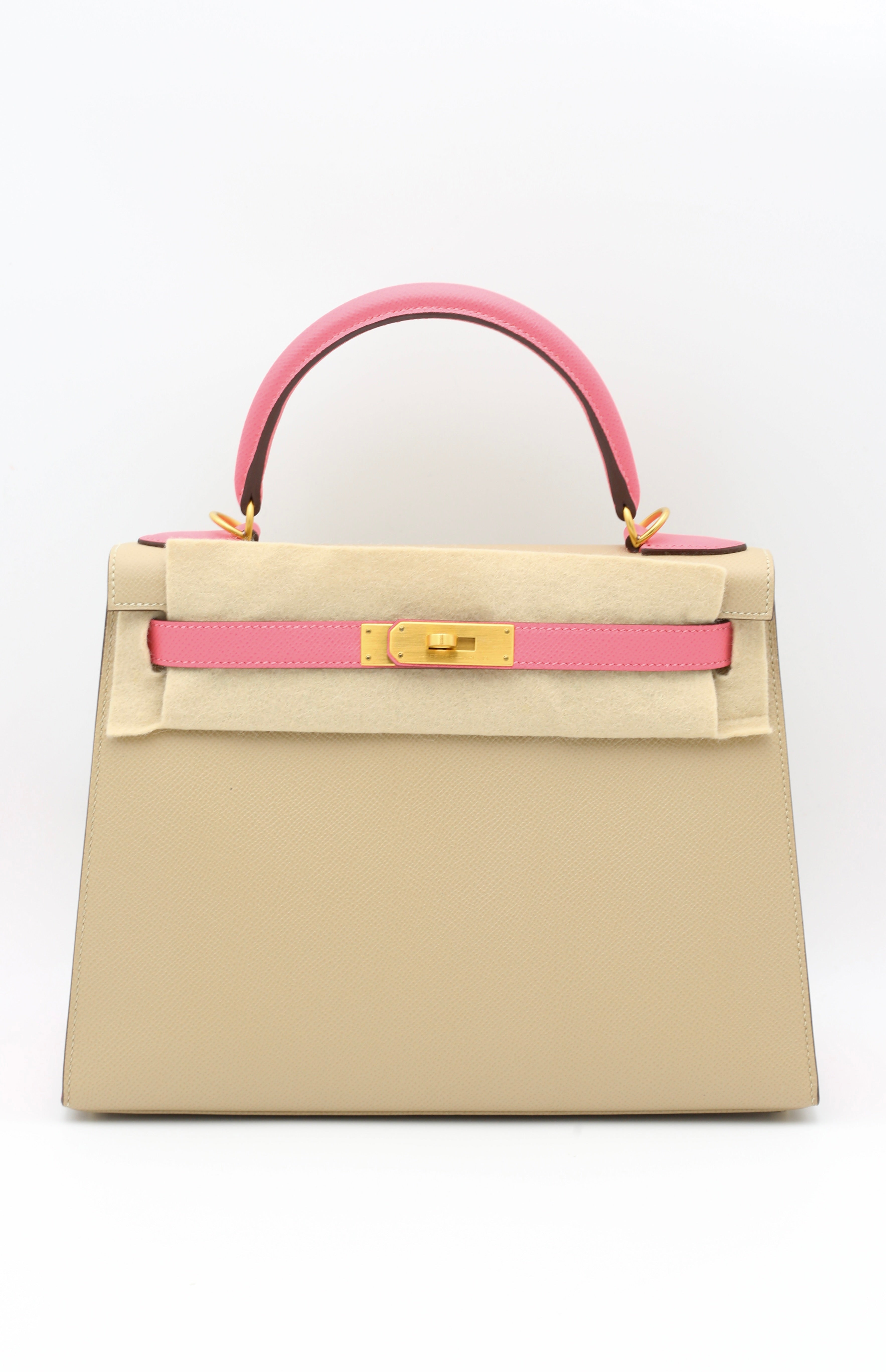 HERMÈS KELLY28 TRENCH & ROSE LIPSTICK EPSOM SELLIER C STAMP