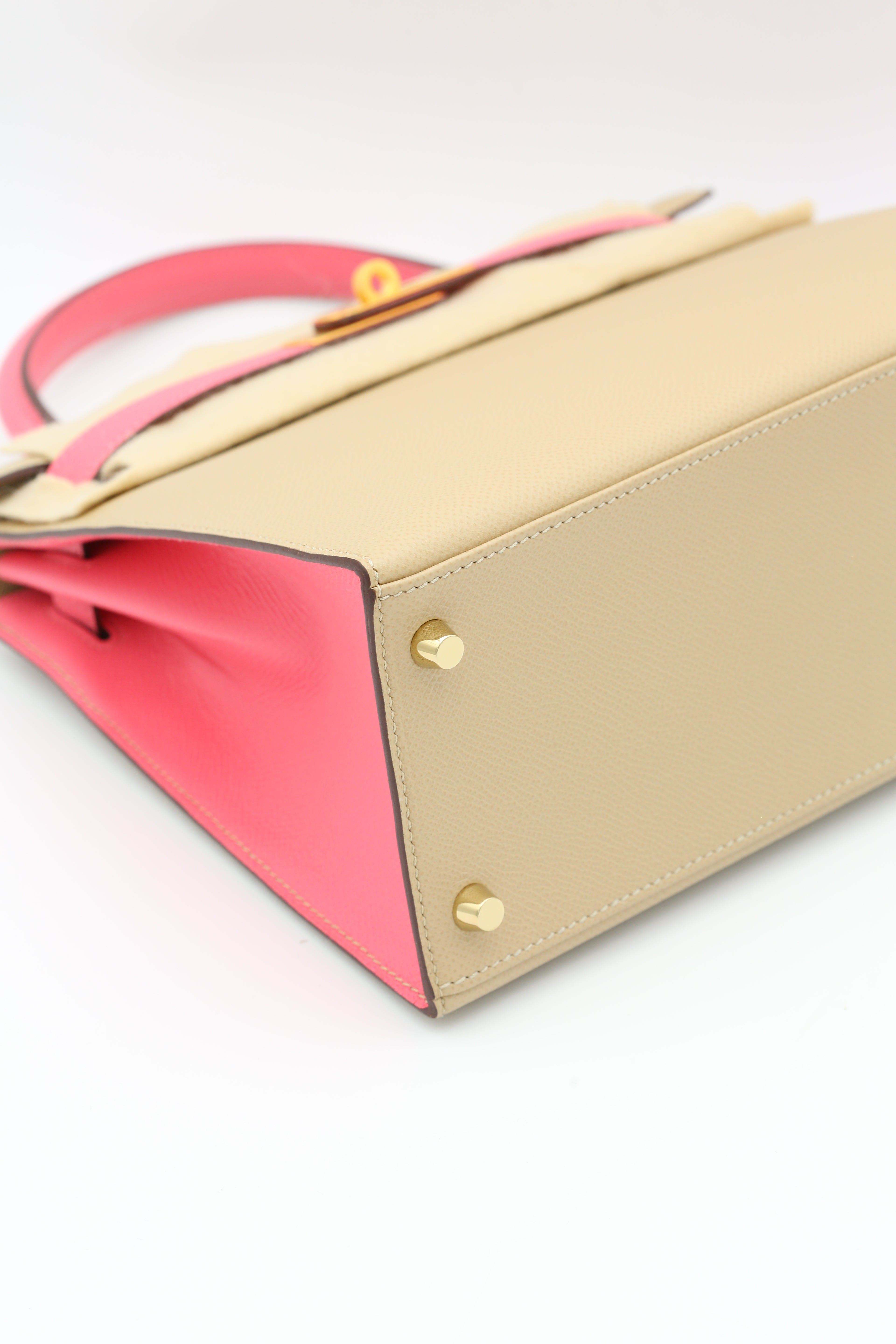 HERMÈS KELLY28 TRENCH & ROSE LIPSTICK EPSOM SELLIER C STAMP