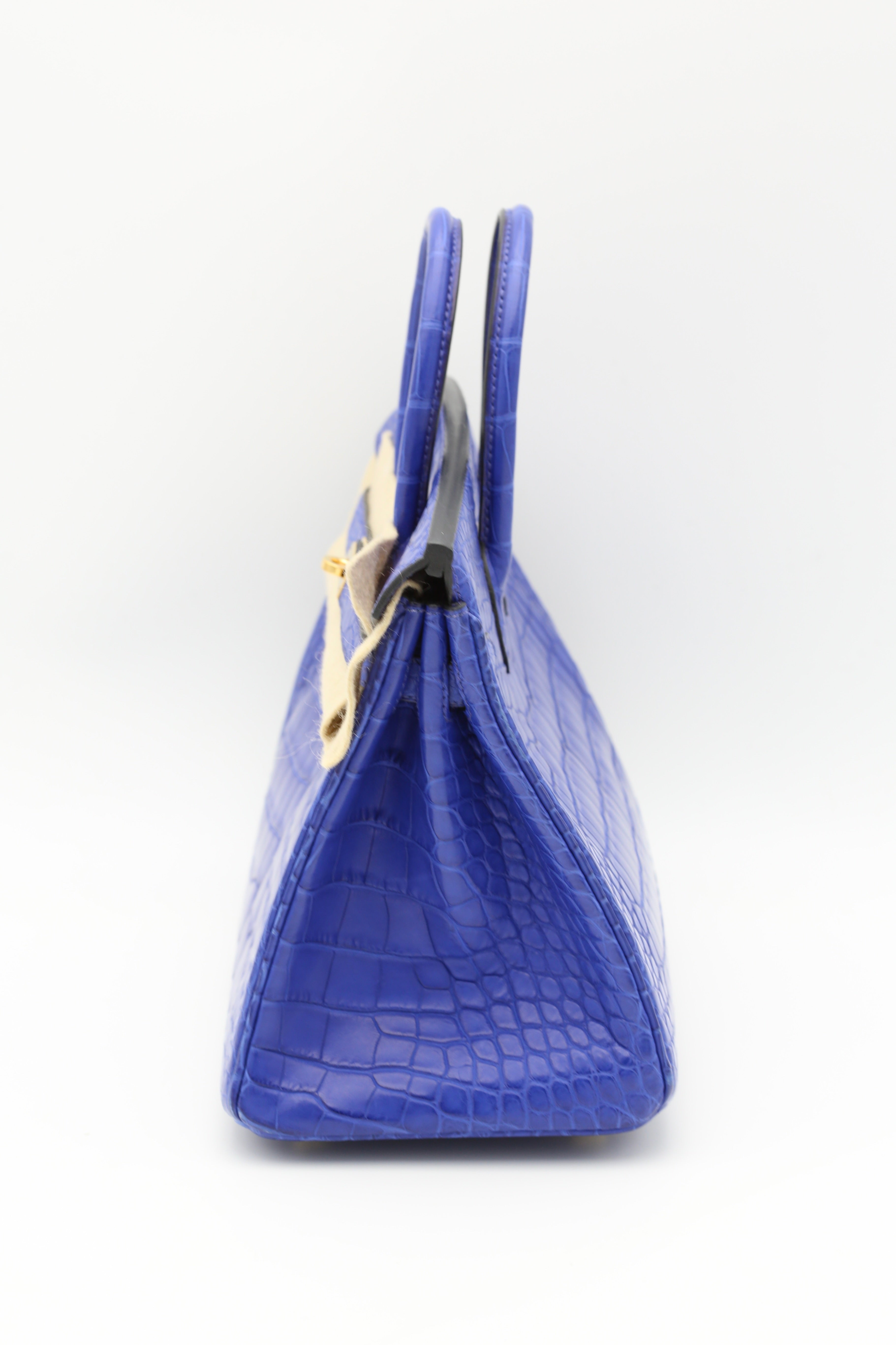 HERMÈS BIRKIN25 BLUE SAPPHIRE MATTE ALLIGATOR GOLD HARDWARE A STAMP