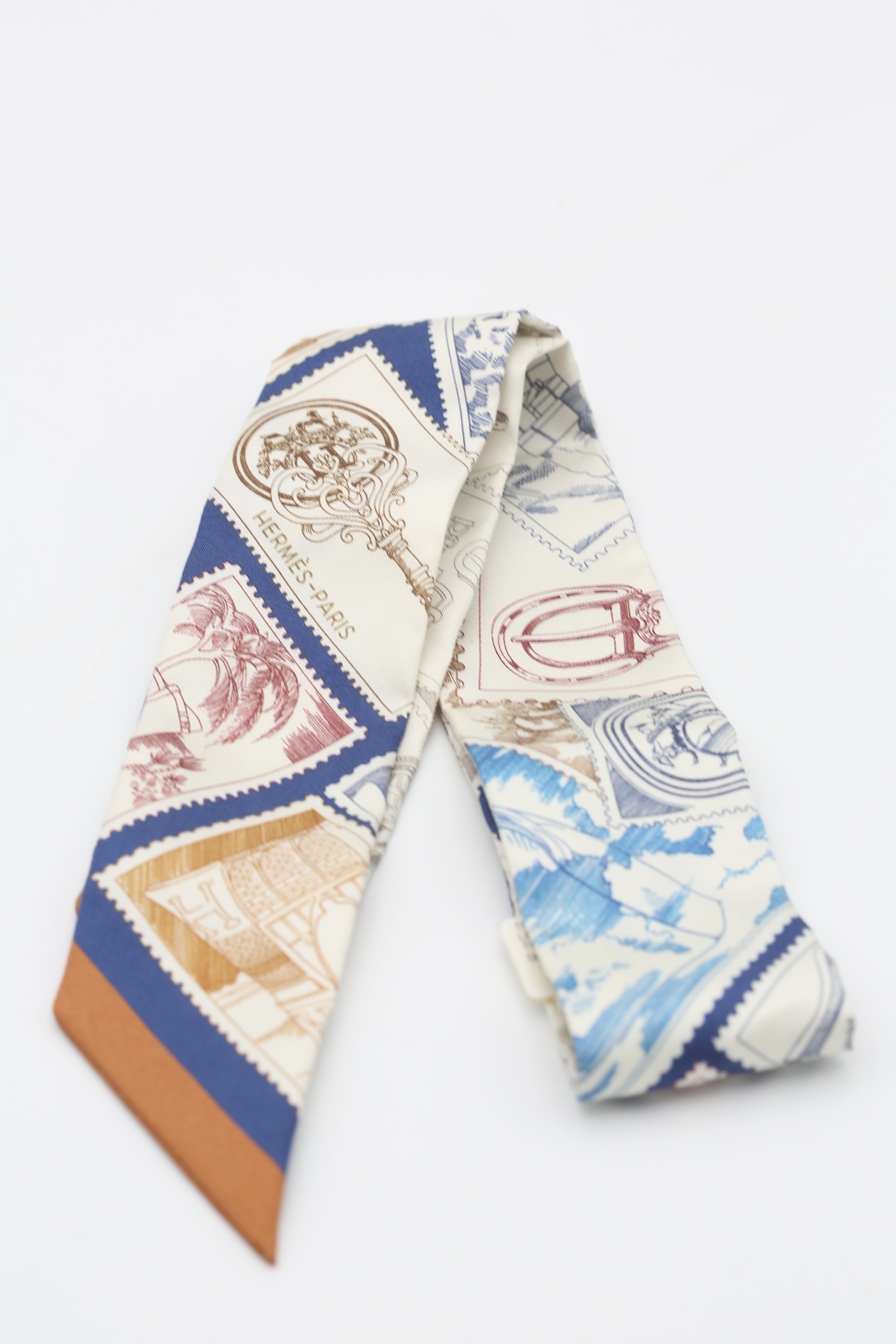 HERMÈS TWILLY LE PHILATELISTE DU FA TC/MARINE/CREME/CARAM