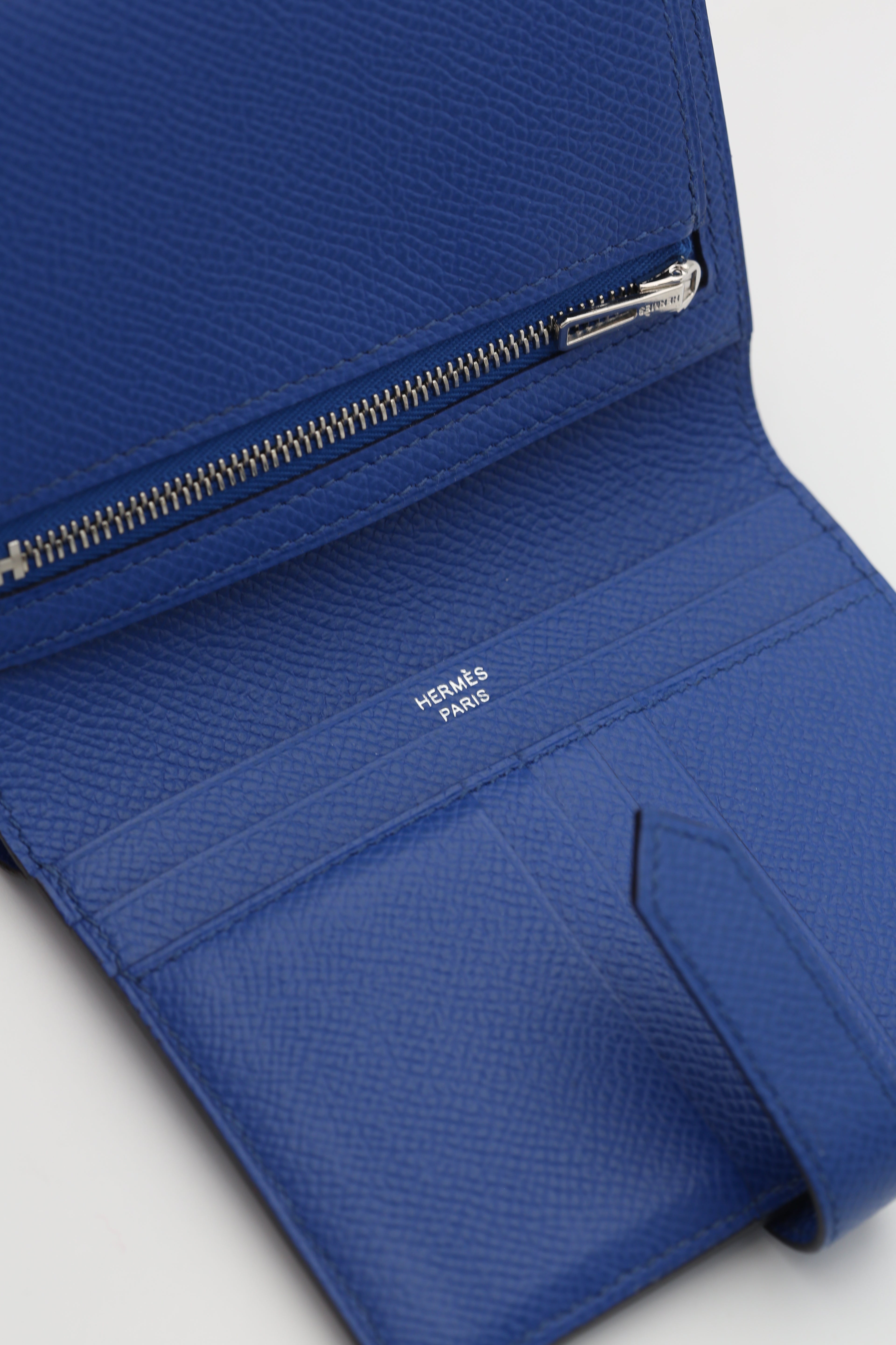HERMÈS BEARN COMPACT WALLET BLEU