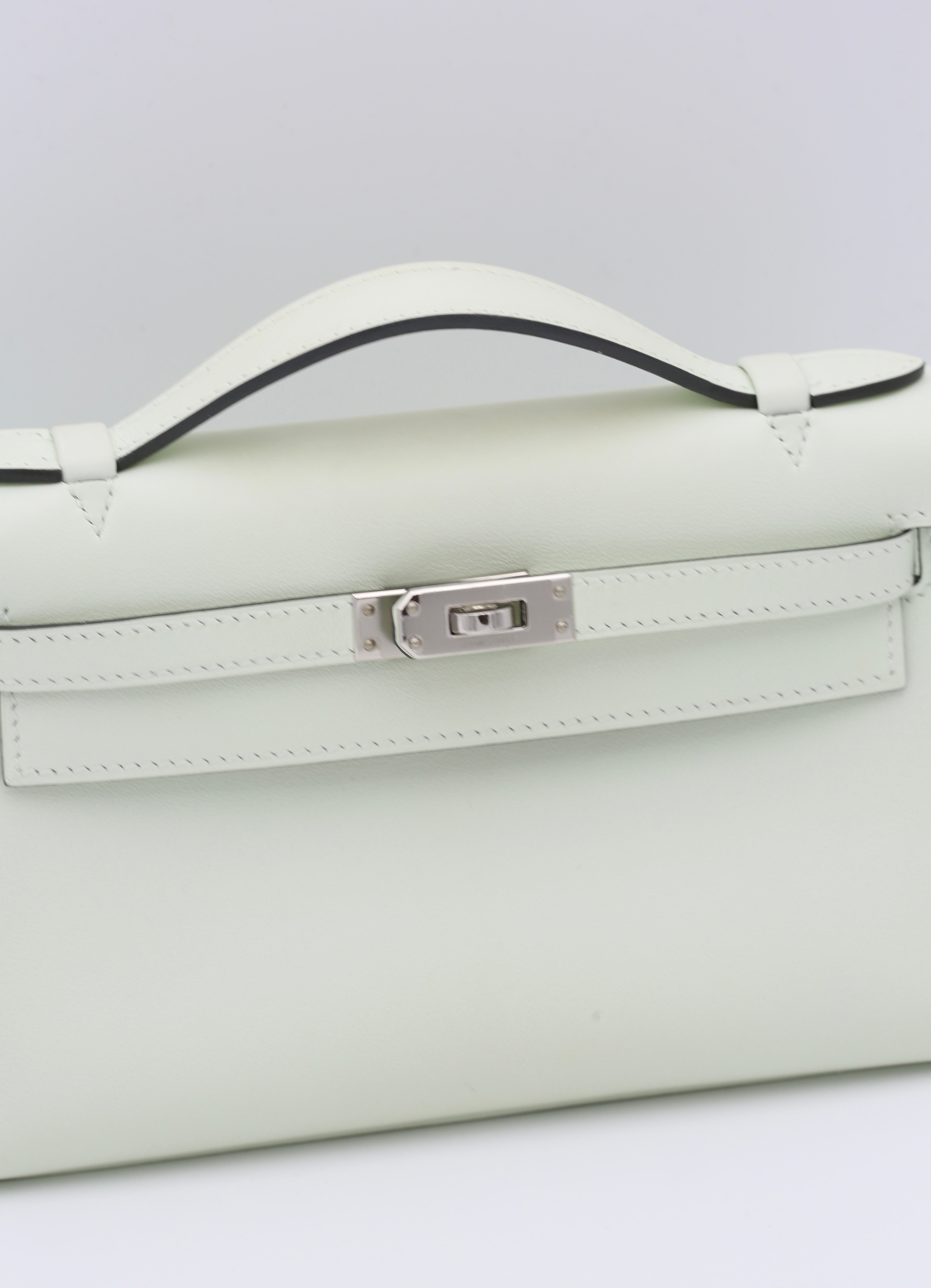 HERMÈS KELLY POCHETTE VERT FIZZ SWIFT U STAMP
