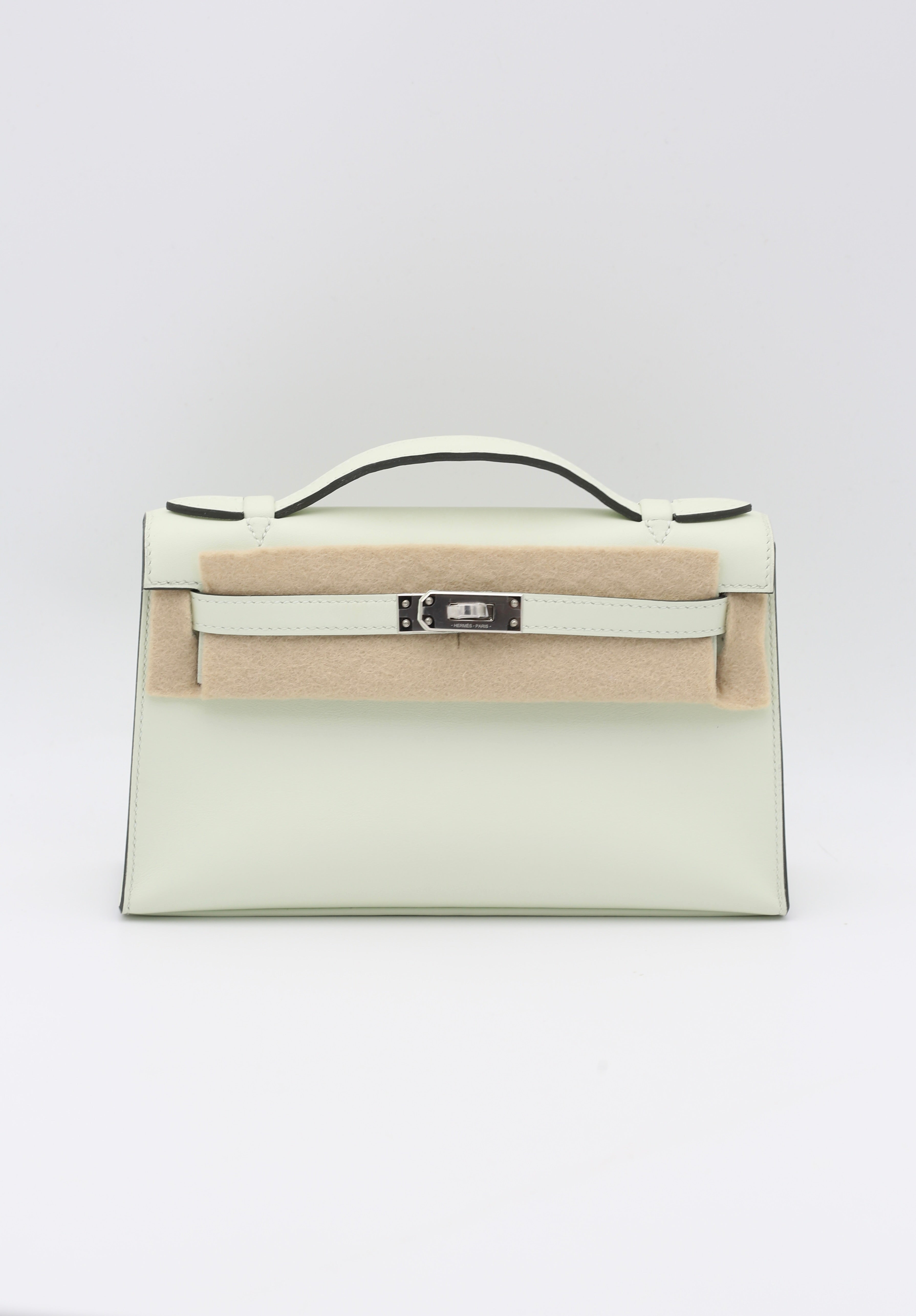 HERMÈS KELLY POCHETTE VERT FIZZ SWIFT B STAMP