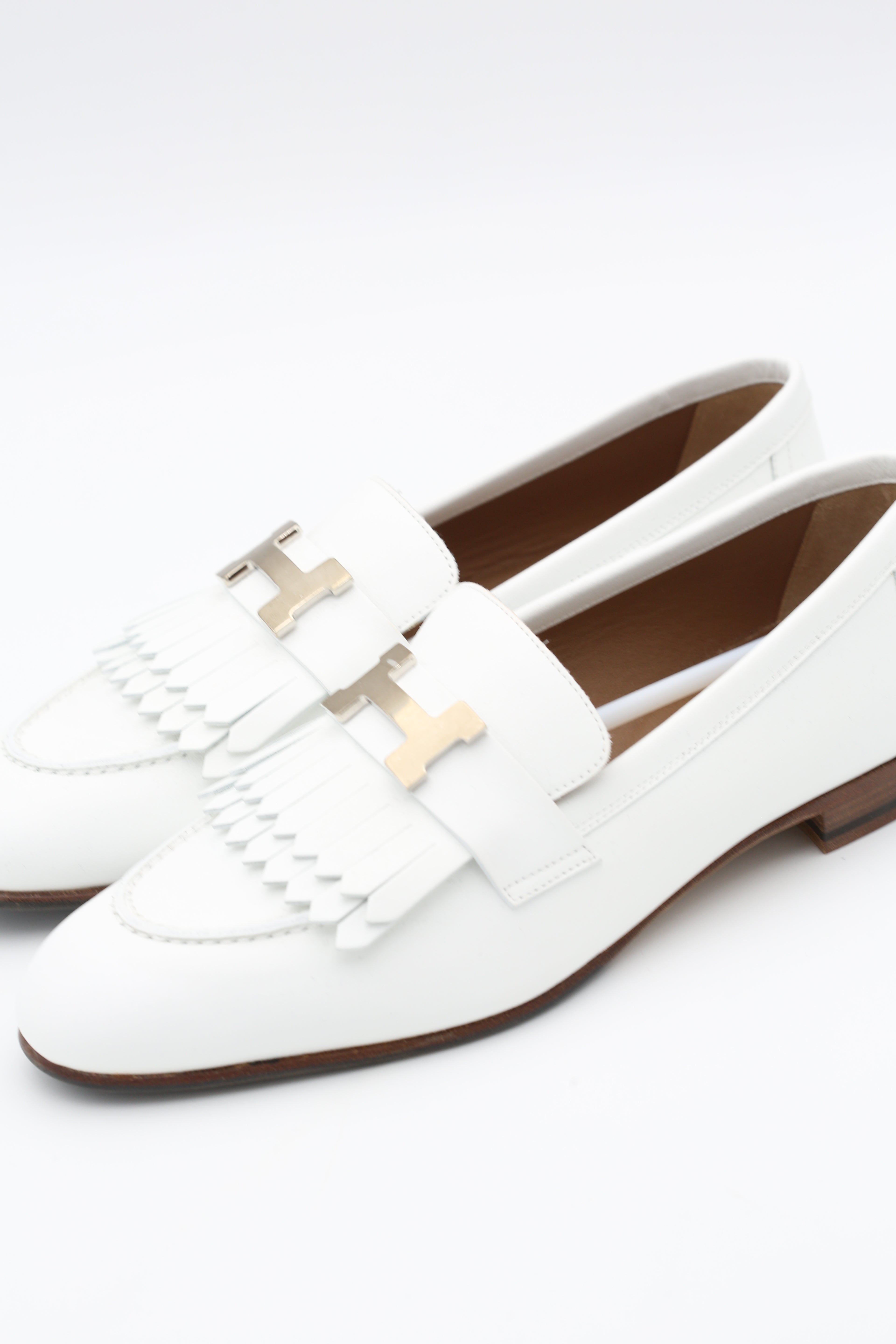 HERMÈS ROYAL LOAFER WHITE SILVER SIZE 37.5