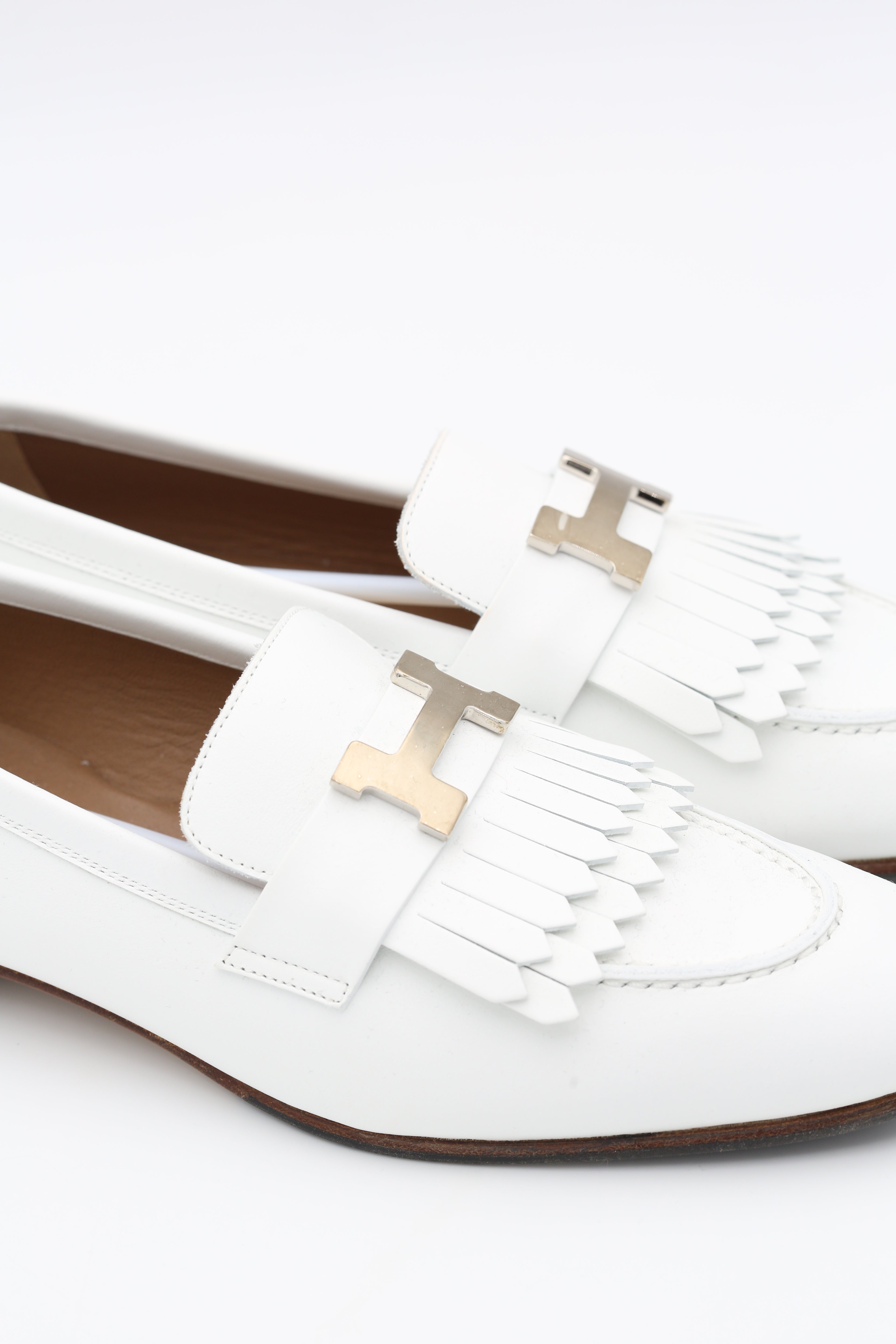 HERMÈS ROYAL LOAFER WHITE SILVER SIZE 37.5