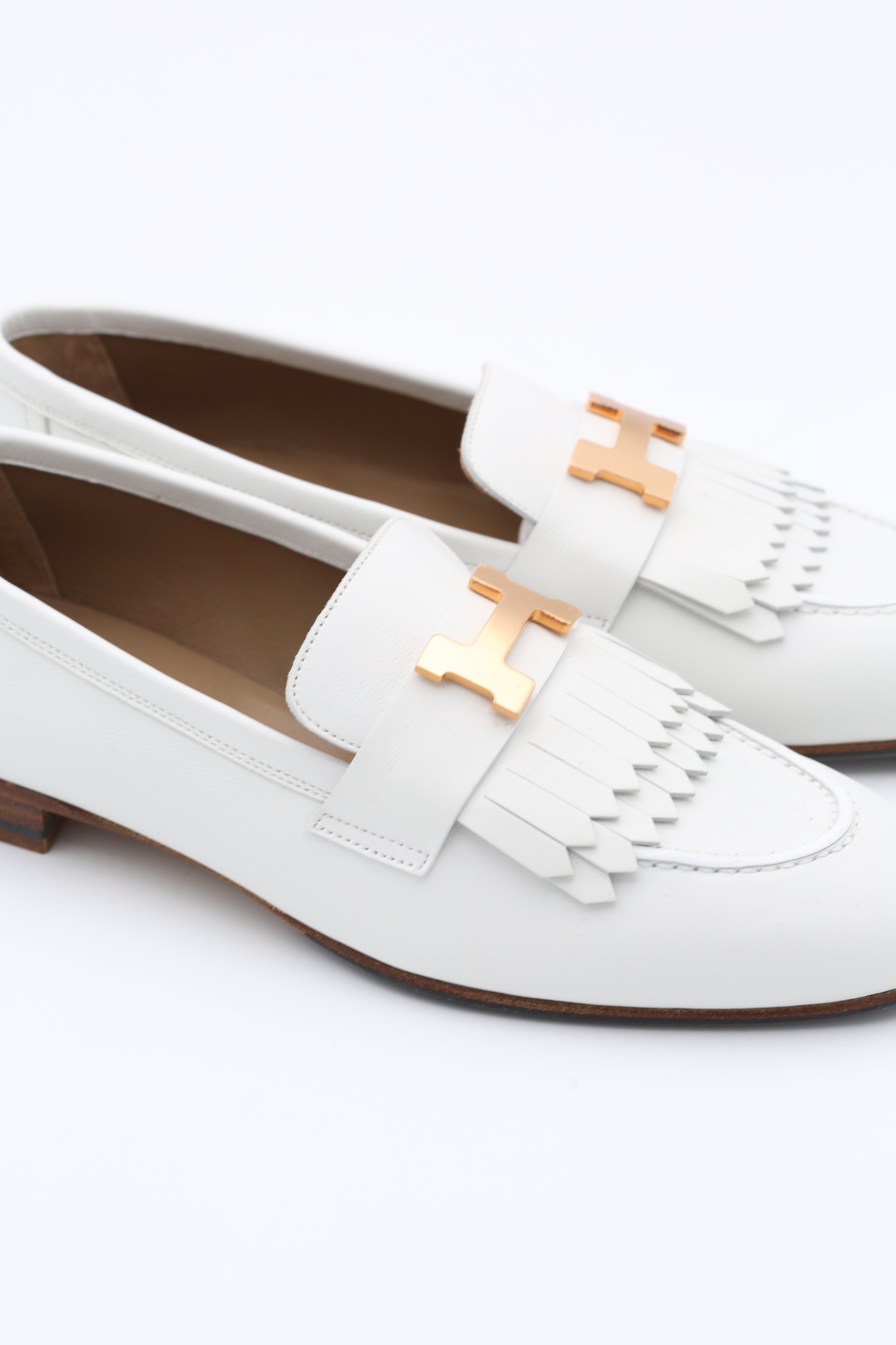 HERMÈS ROYAL LOAFER BLANC GOLD SIZE 37.5