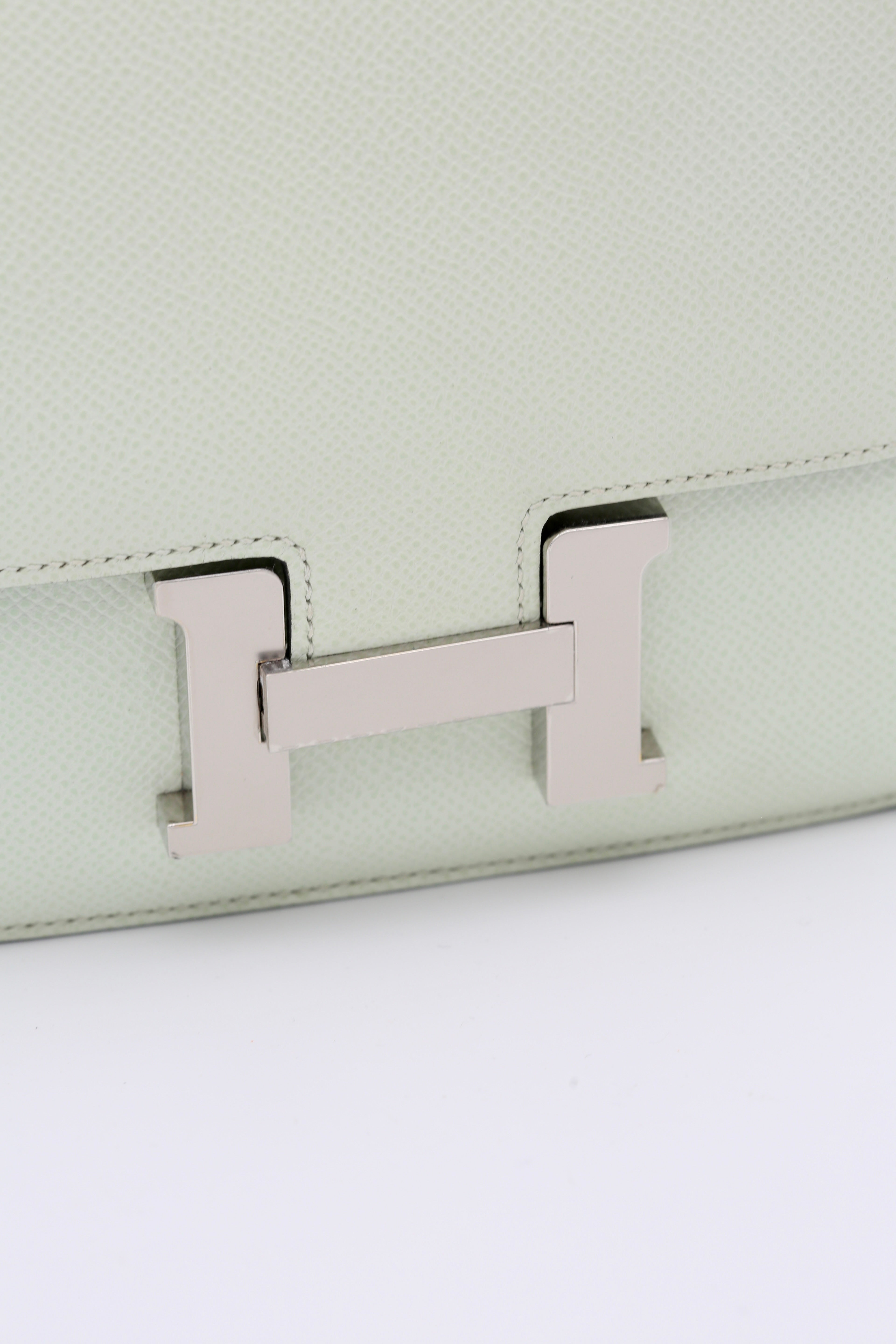 HERMÈS CONSTANCE18 VERT FIZZ EPSOM SILVER HARDWARE U STAMP