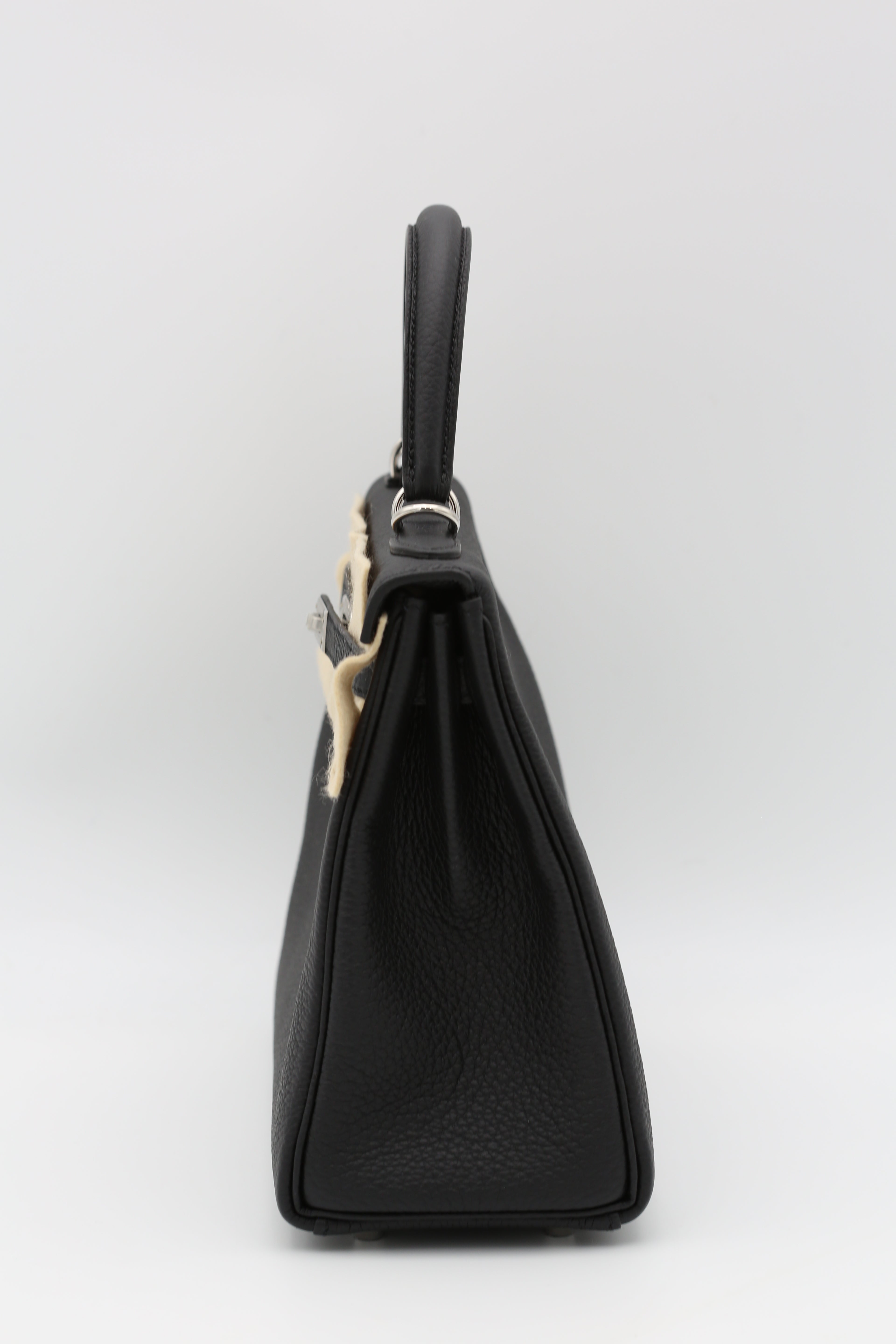 HERMÈS KELLY25 NOIR TOGO SILVER HARDWARE G STAMP