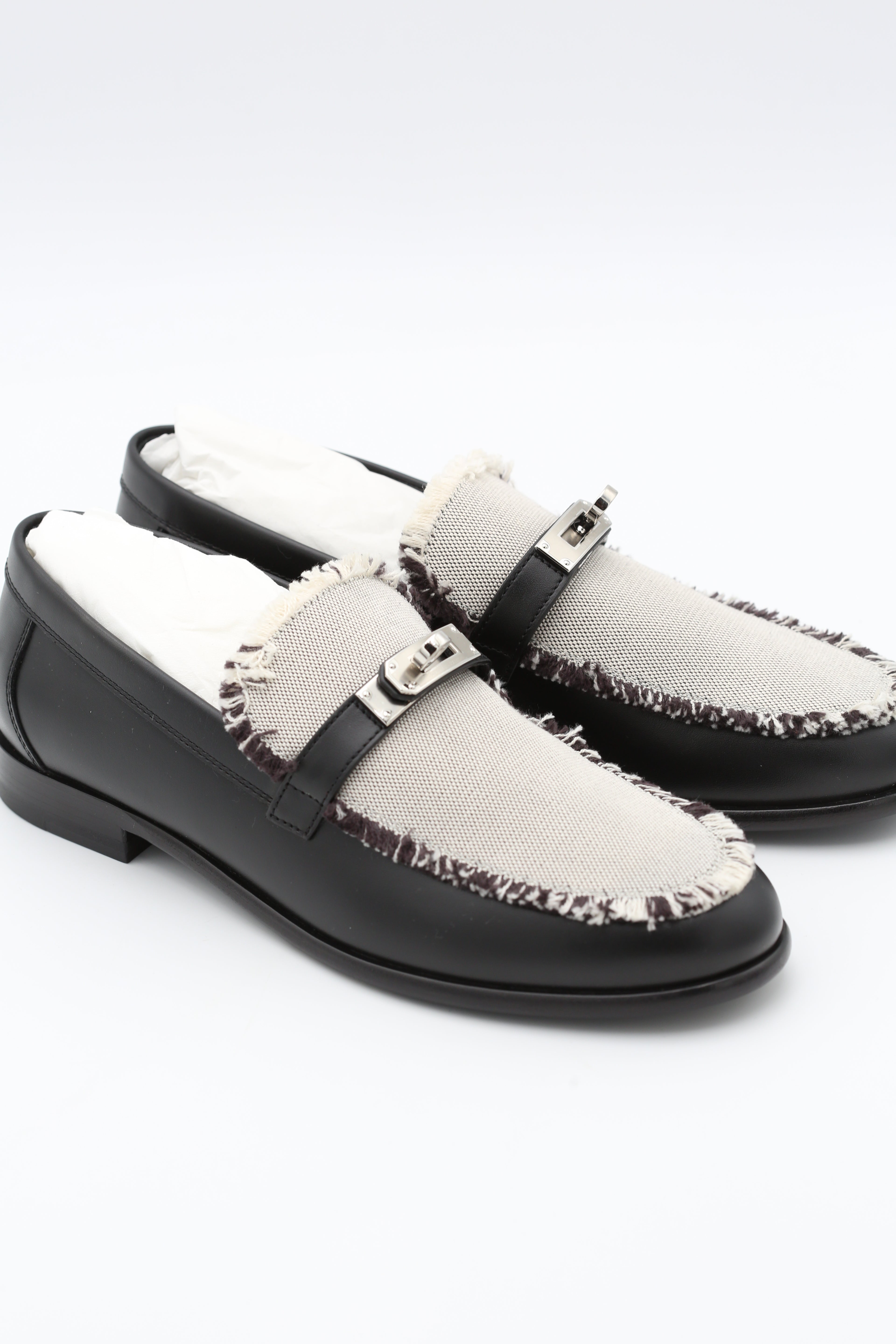 HERMÈS KELLY LOAFER CANVAS NOIR SIZE 38