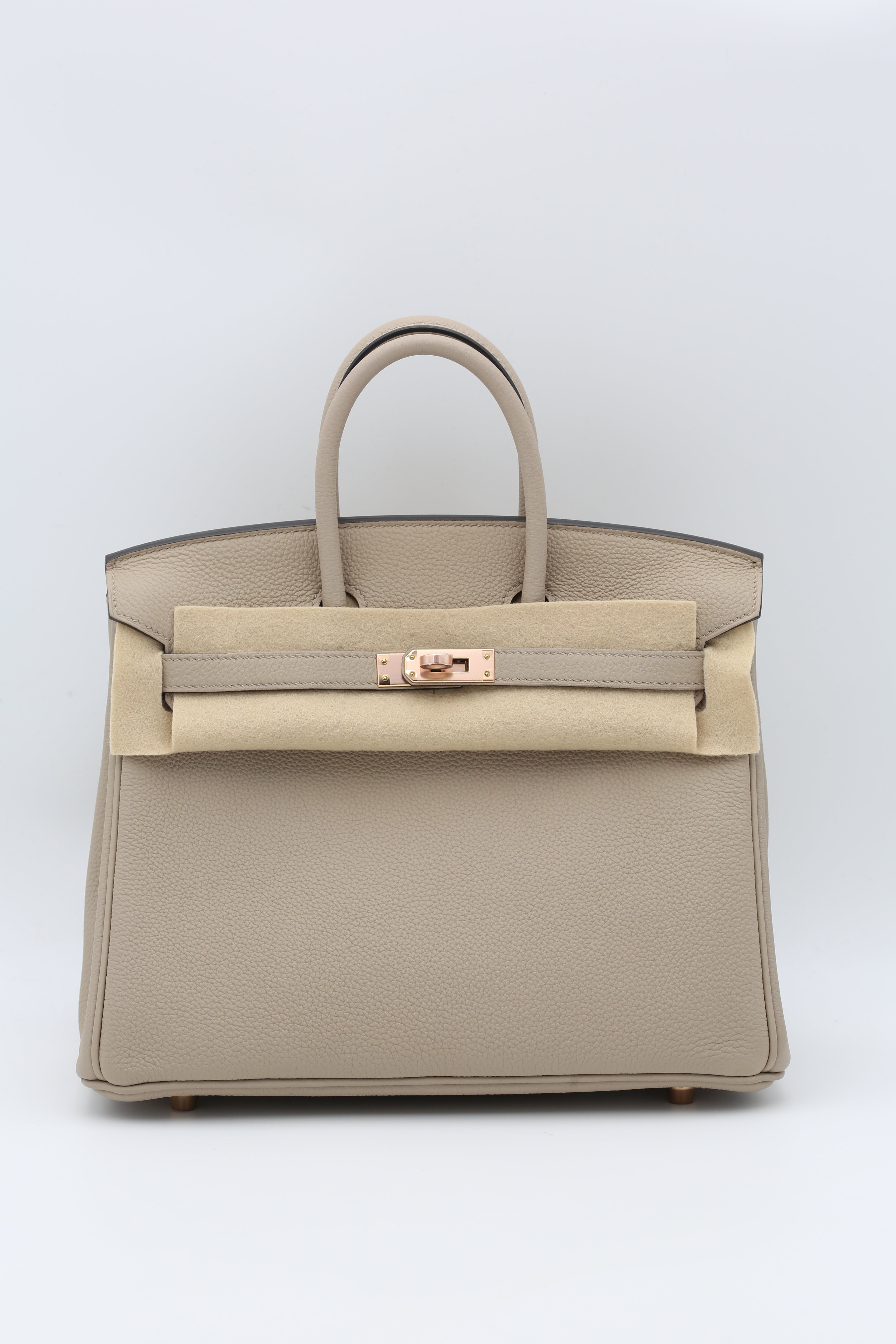 HERMÈS BIRKIN25 GRIS TOURTERELLE TOGO ROSE GOLD HARDWARE C STAMP
