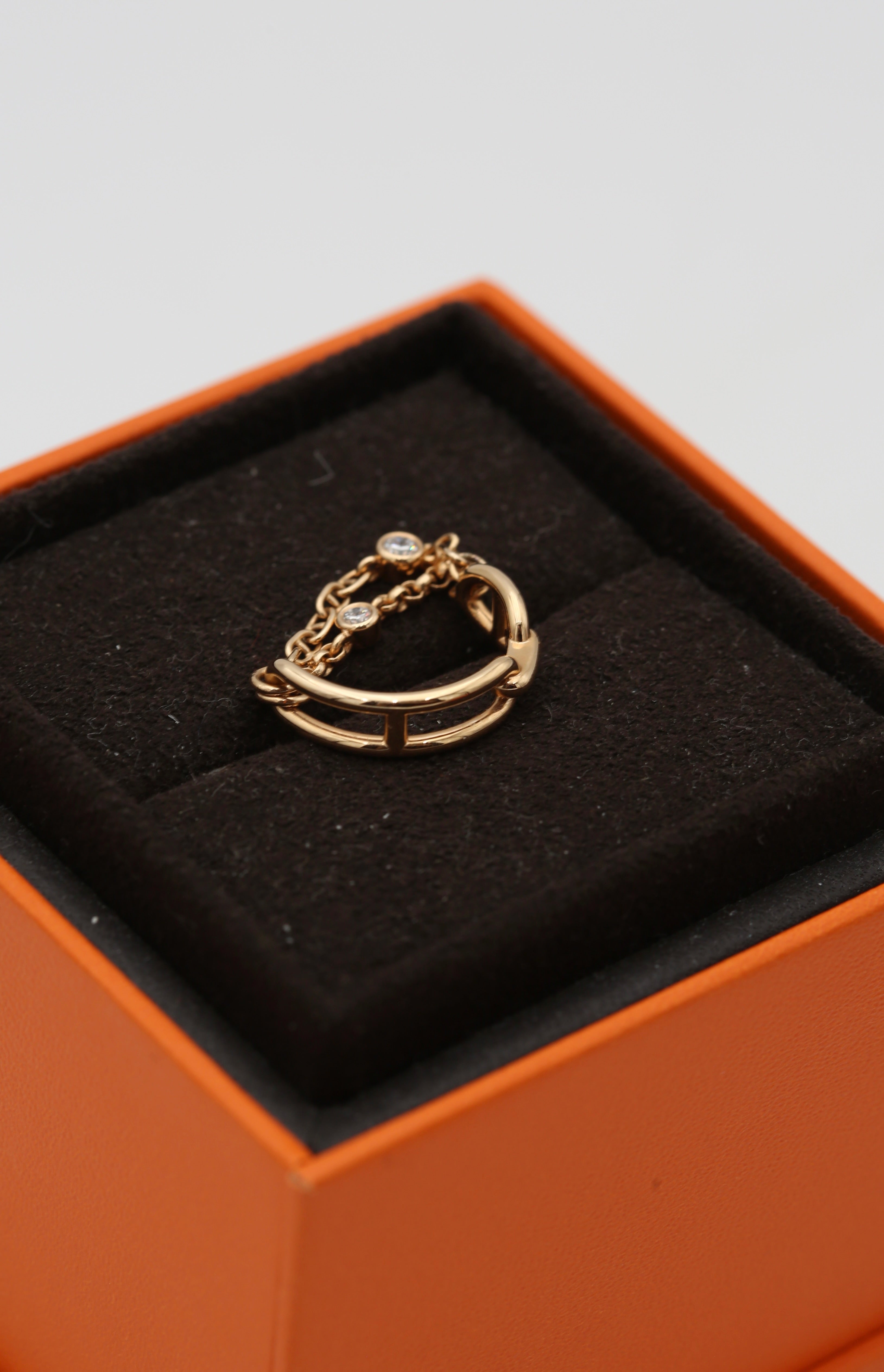 HERMÈS CHAINE D'ANCRE CHAOS RING ROSE GOLD WITH DIAMONDS SIZE 52