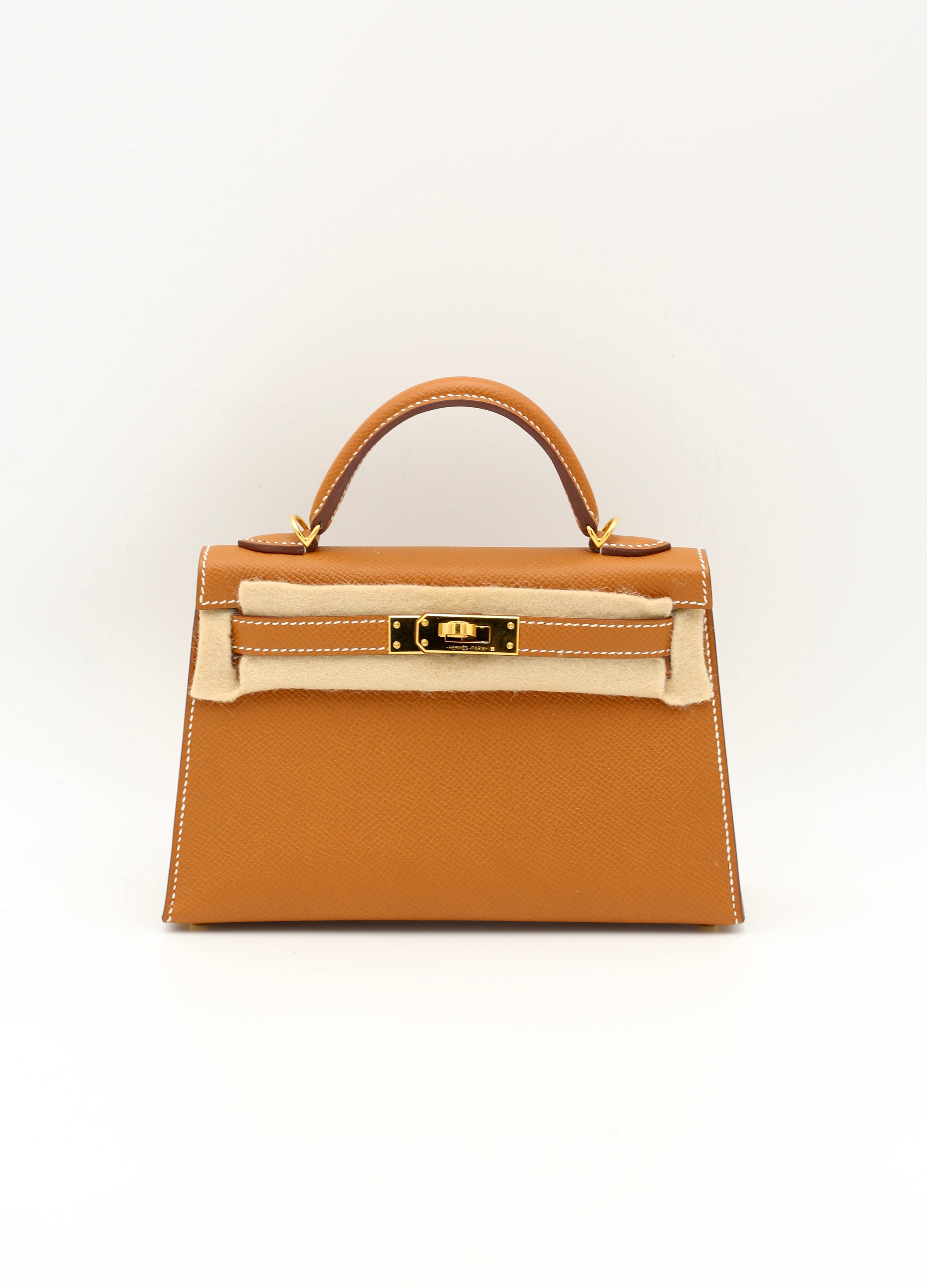 HERMÈS MINI KELLY II GOLD EPSOM SELLLIER GOLD HARDWARE W STAMP