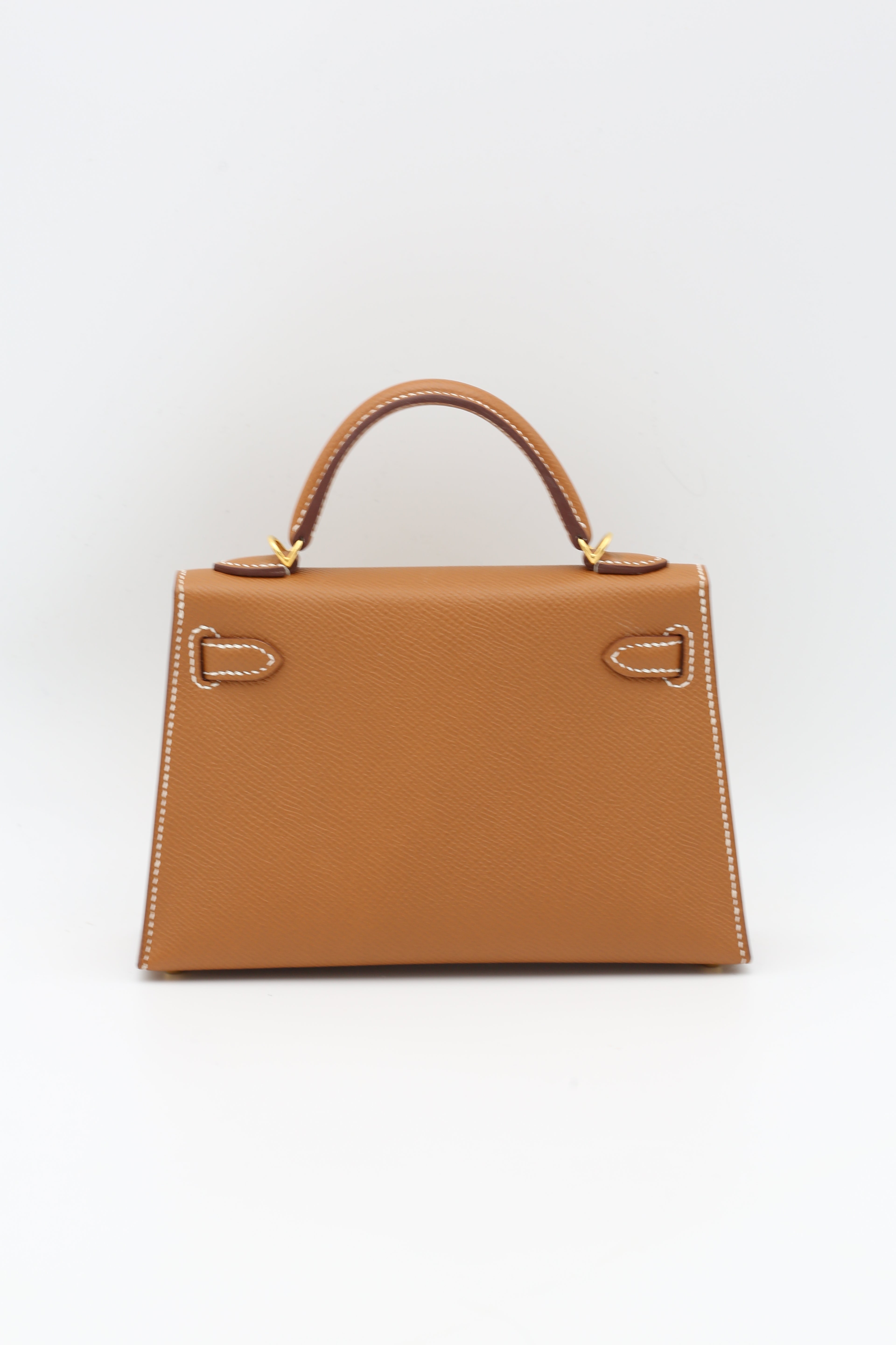 HERMÈS MINI KELLY II GOLD EPSOM SELLLIER GOLD HARDWARE W STAMP