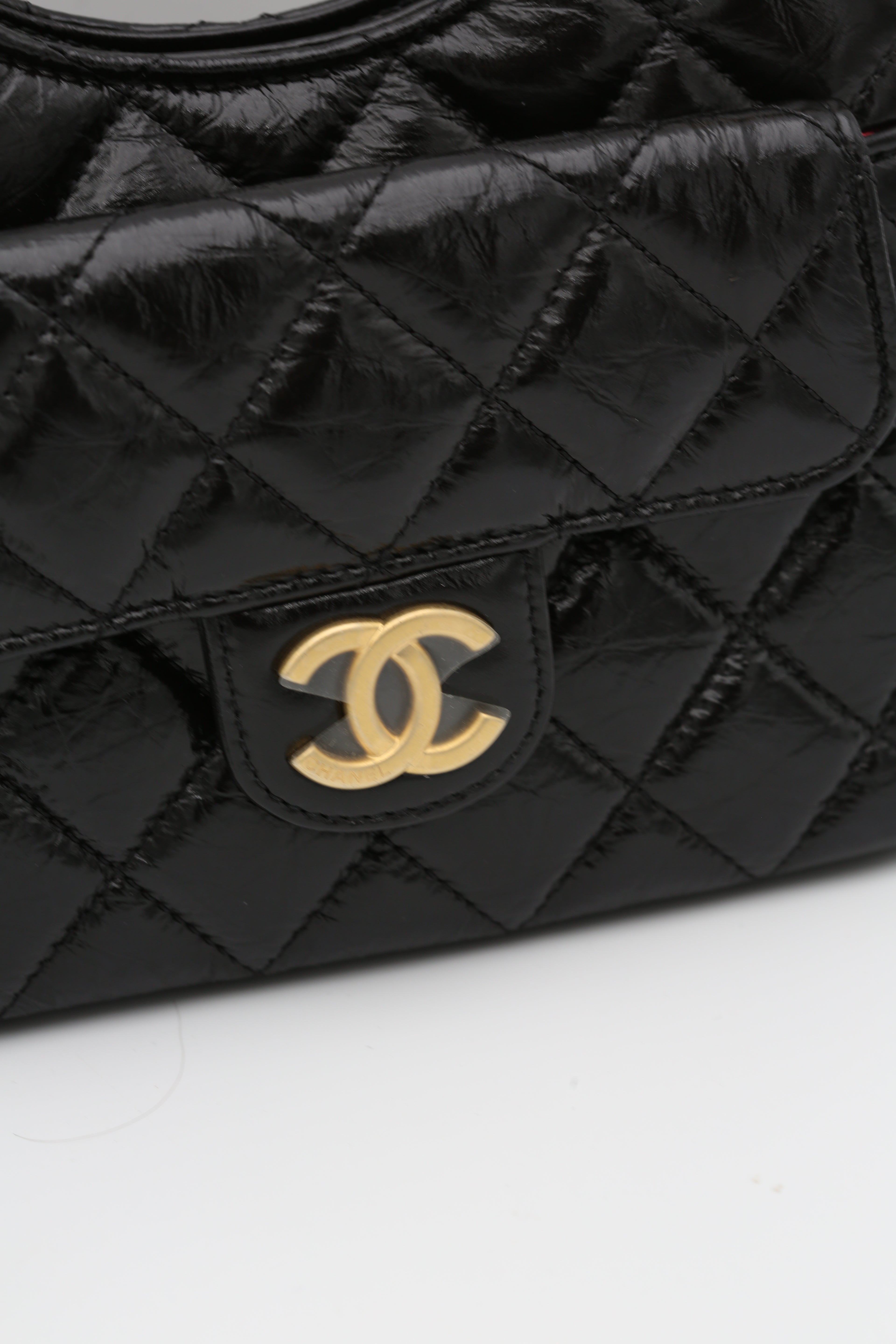 CHANEL 23C HOBO BAG BLACK GOLD HARDWARE