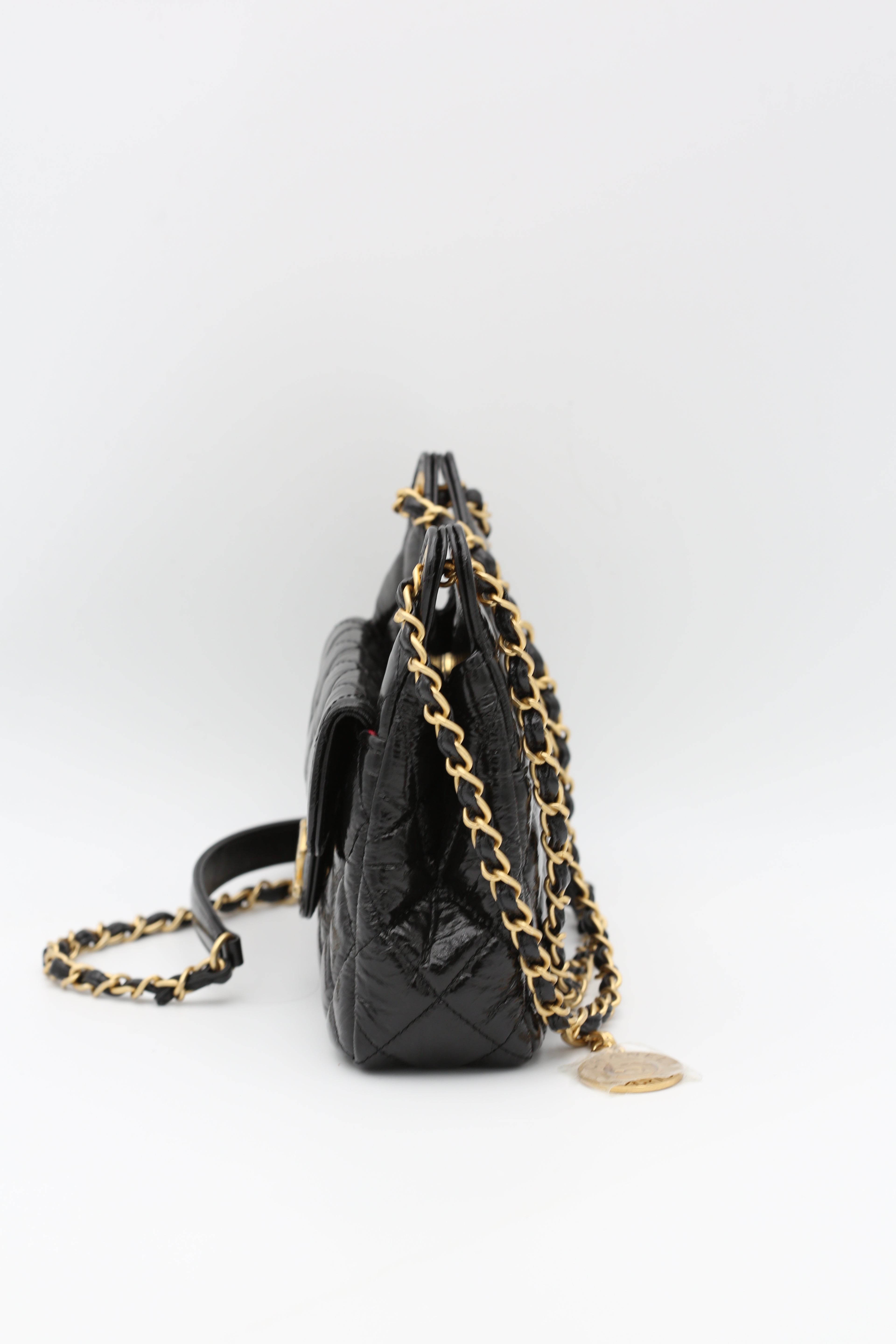 CHANEL 23C HOBO BAG BLACK GOLD HARDWARE