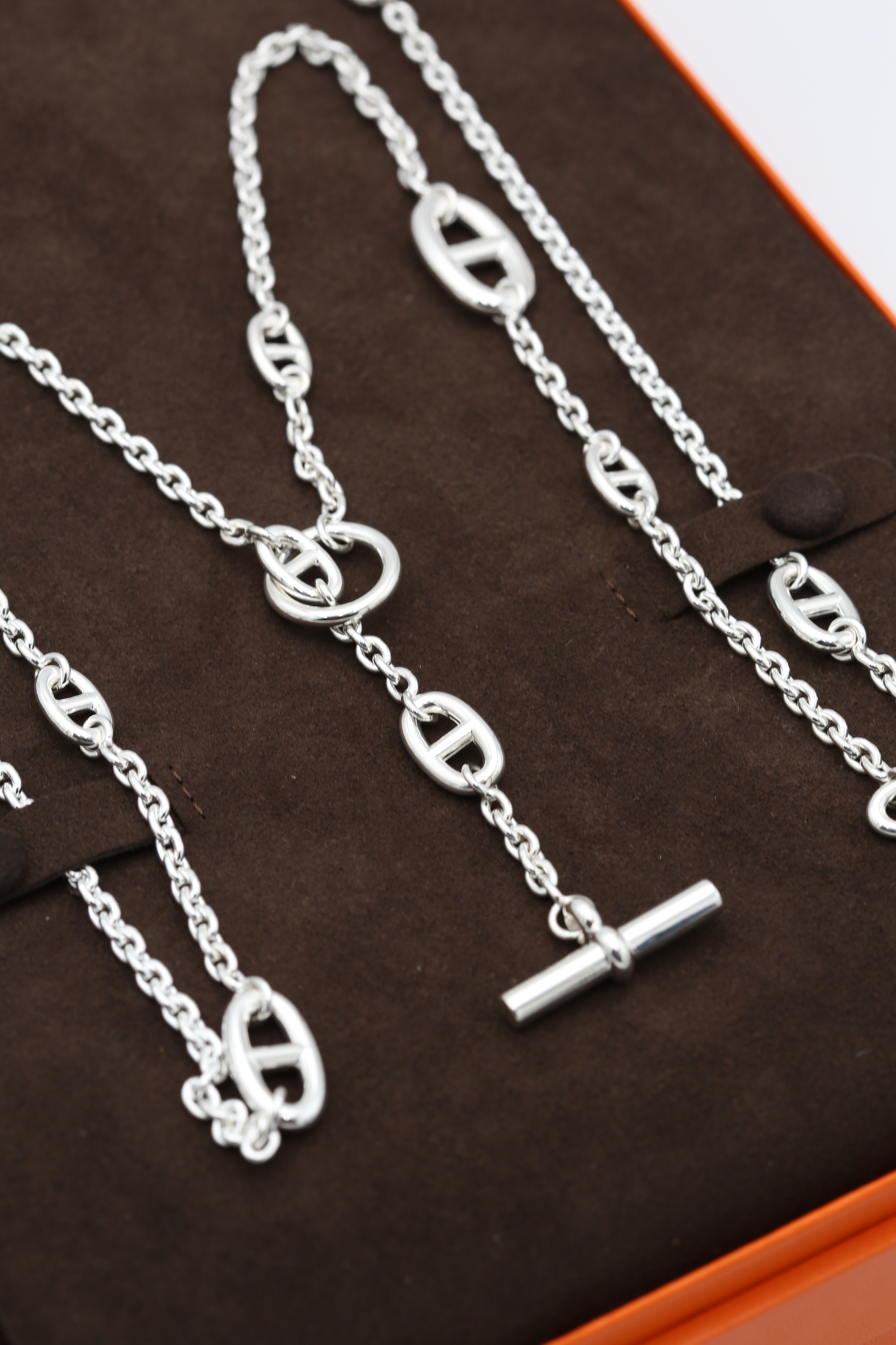 HERMÈS FARANDOLE LONG NECKLACE 160 SILVER