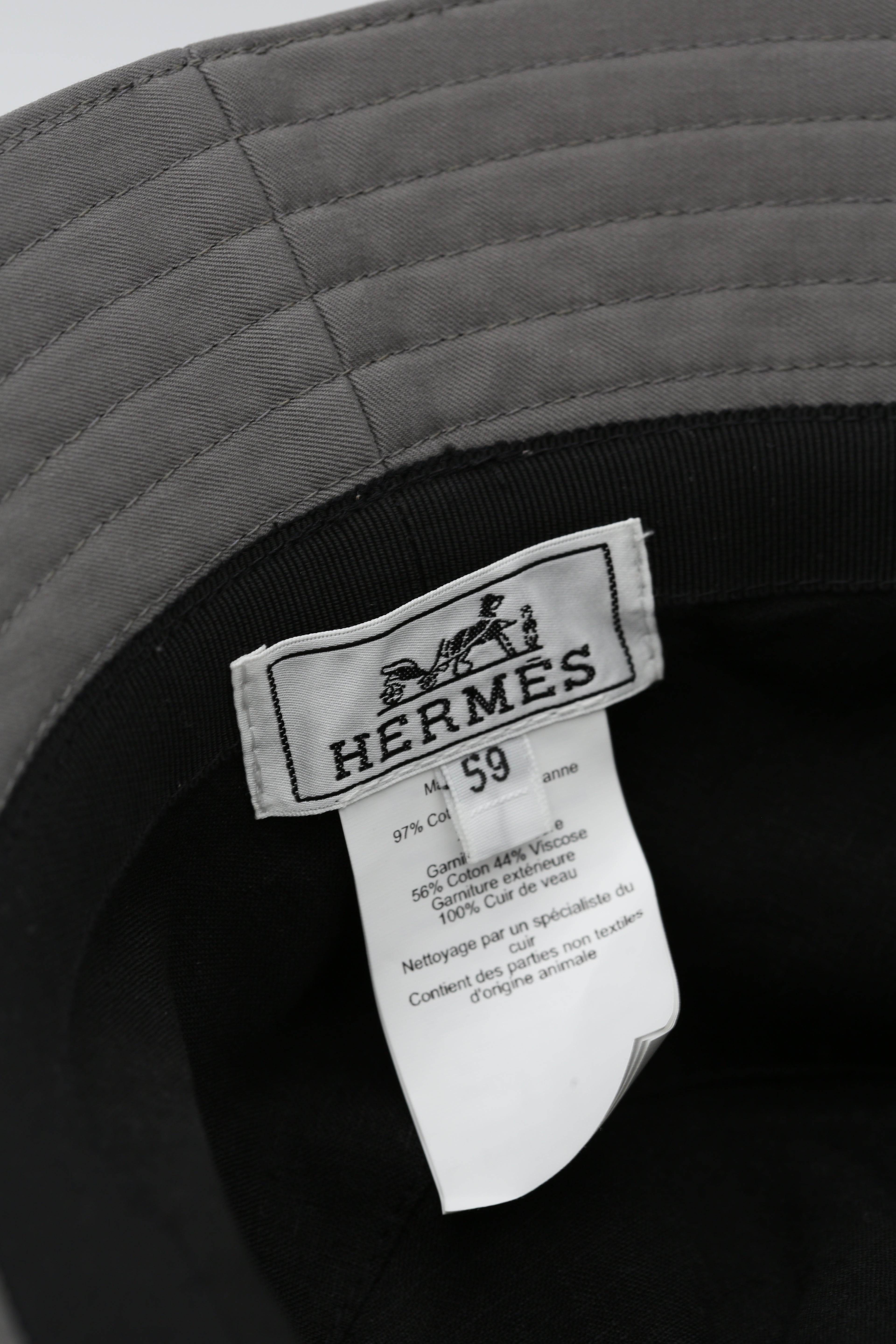 HERMÈS HARPER BUCKET CAP DARK GREY SIZE 59
