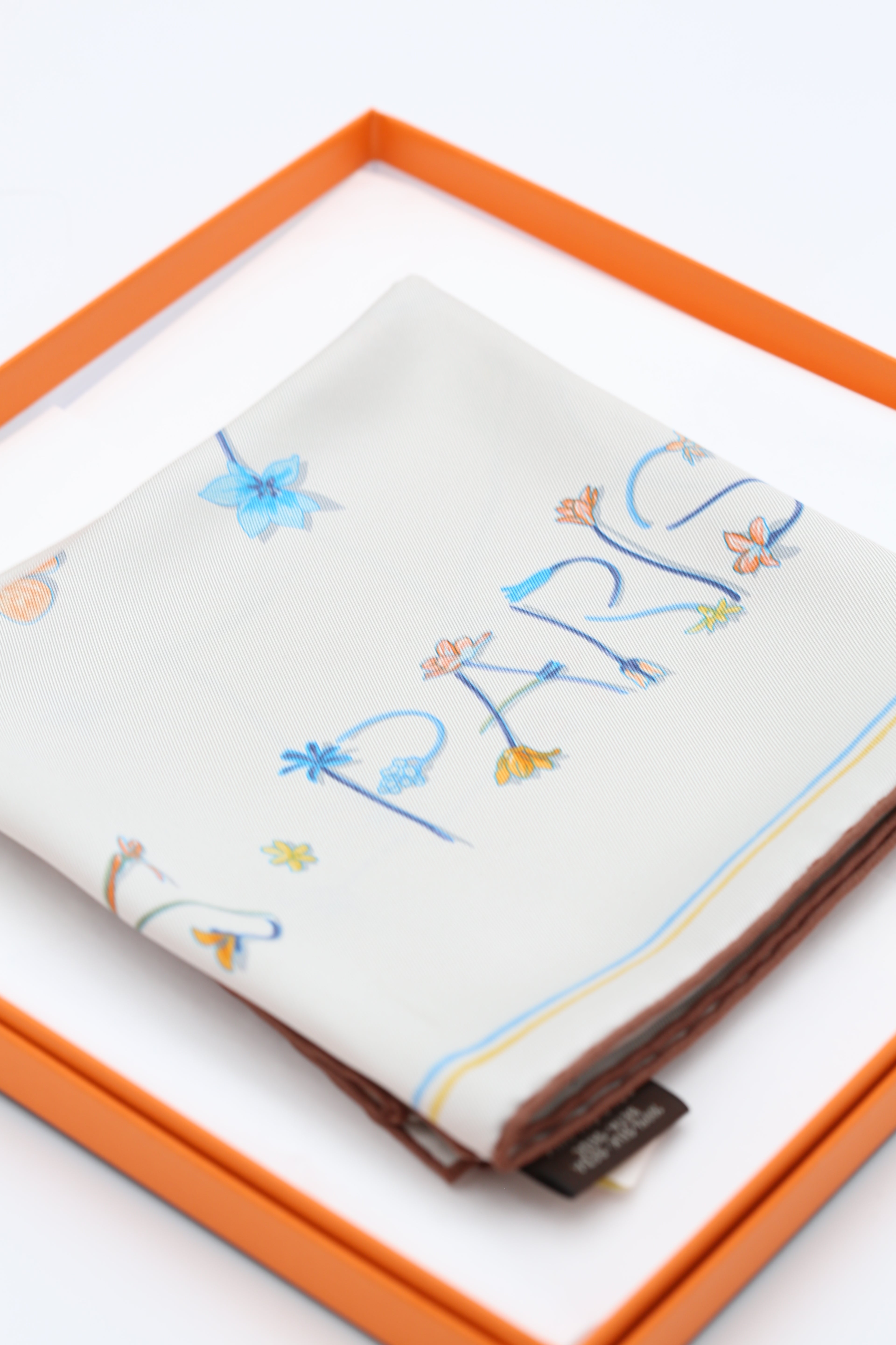 HERMÈS SCARF 70X70 CARRE 70 SOIE VINTAGE I LIKE FLOWERS PN/ARGENT/TURQUOISE/J