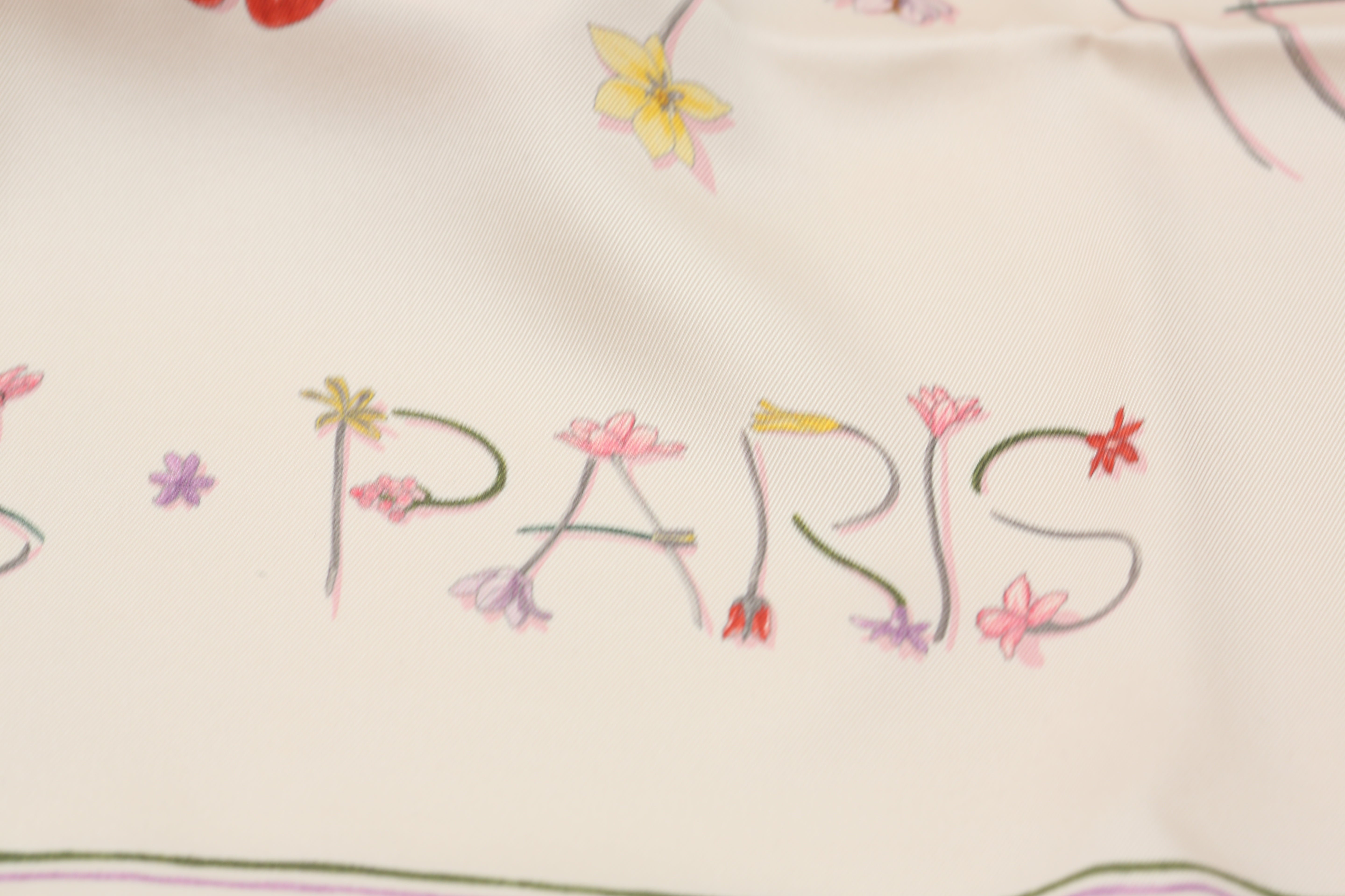 HERMÈS SCARF 70X70 CARRE 70 SOIE VINTAGE I LIKE FLOWERS AL/ROSE THE/KAKI/PRUN