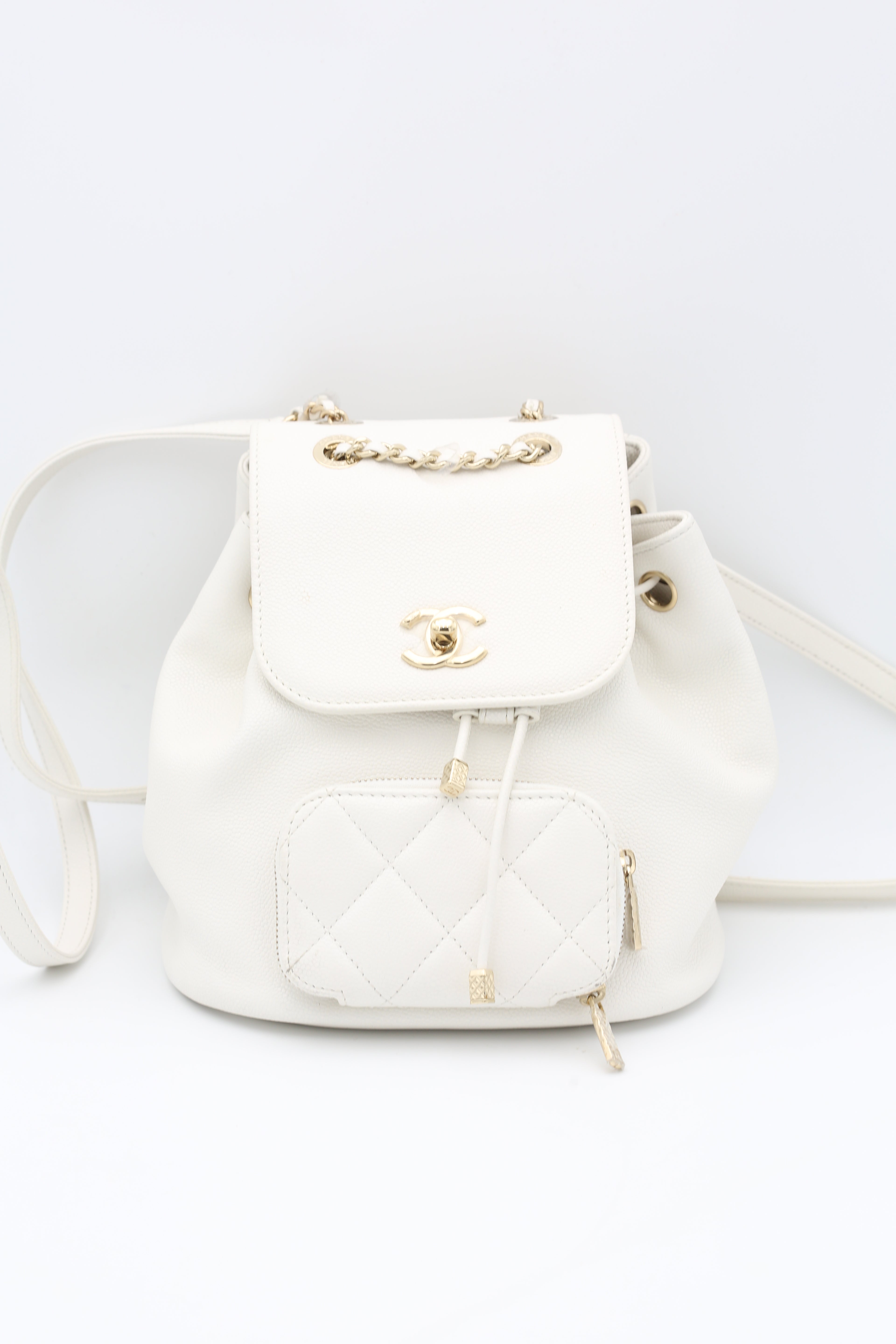 CHANEL DUMA SMALL BACKPACK WHITE CAVIAR