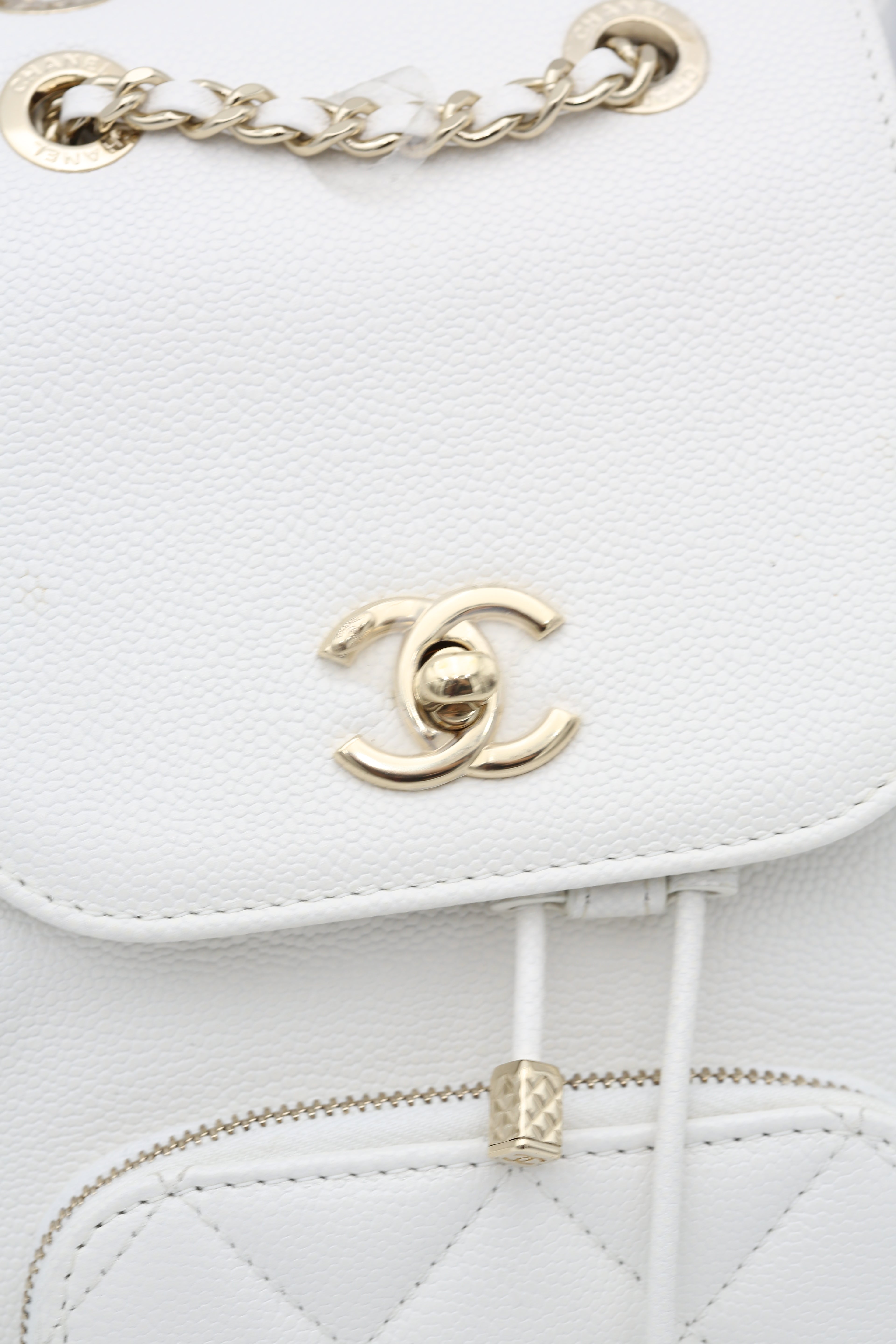 CHANEL DUMA SMALL BACKPACK WHITE CAVIAR
