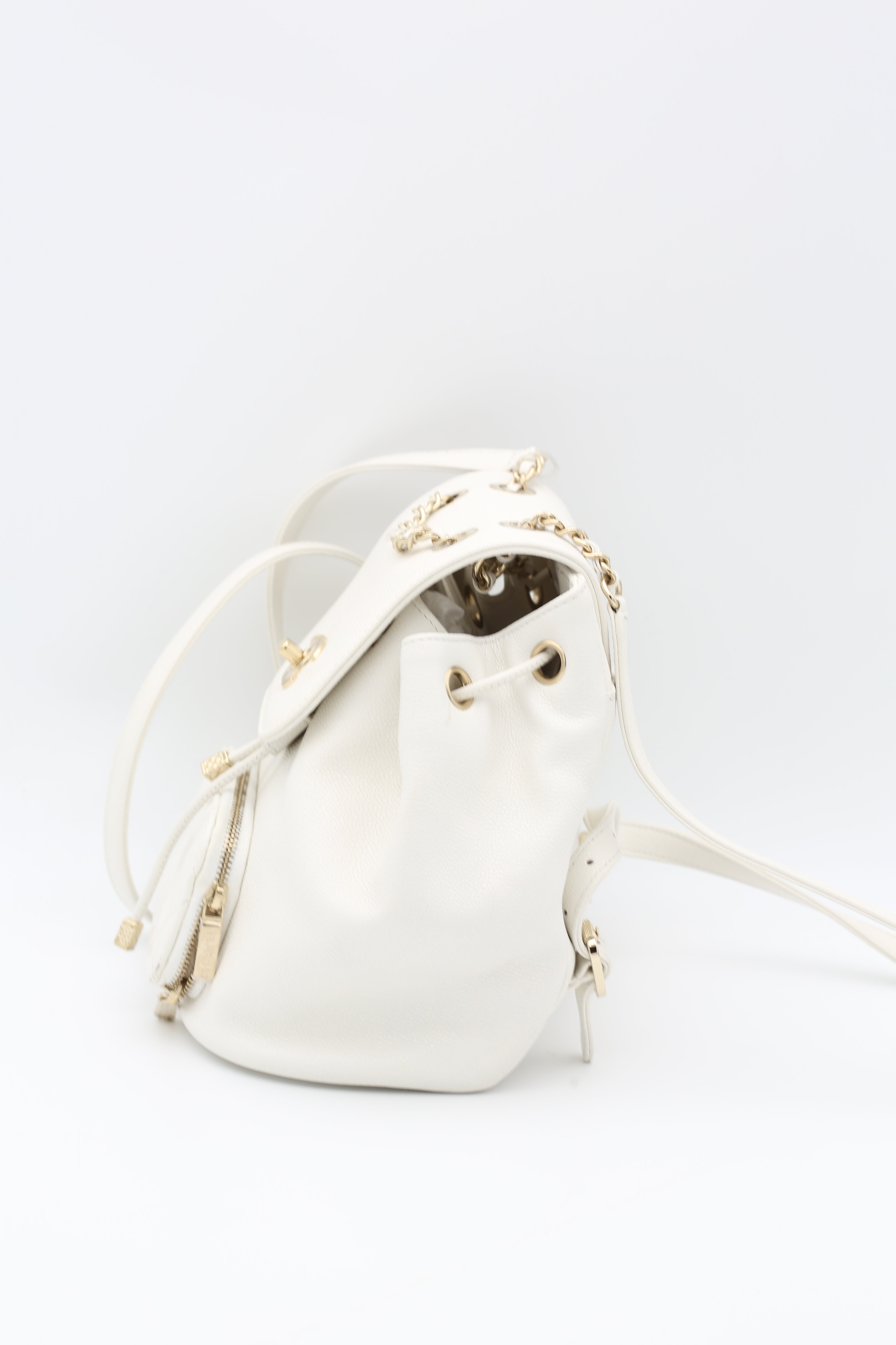 CHANEL DUMA SMALL BACKPACK WHITE CAVIAR