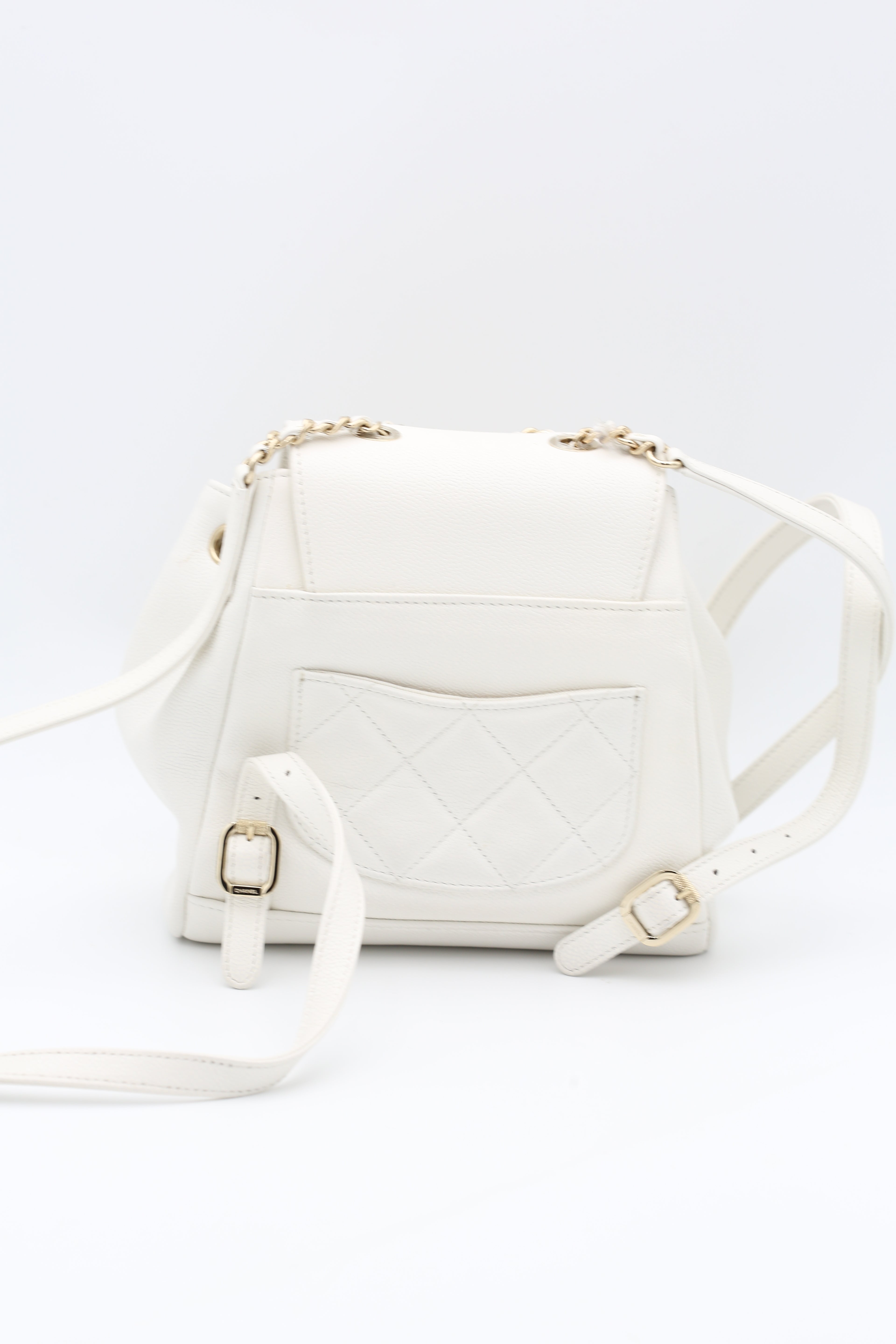 CHANEL DUMA SMALL BACKPACK WHITE CAVIAR