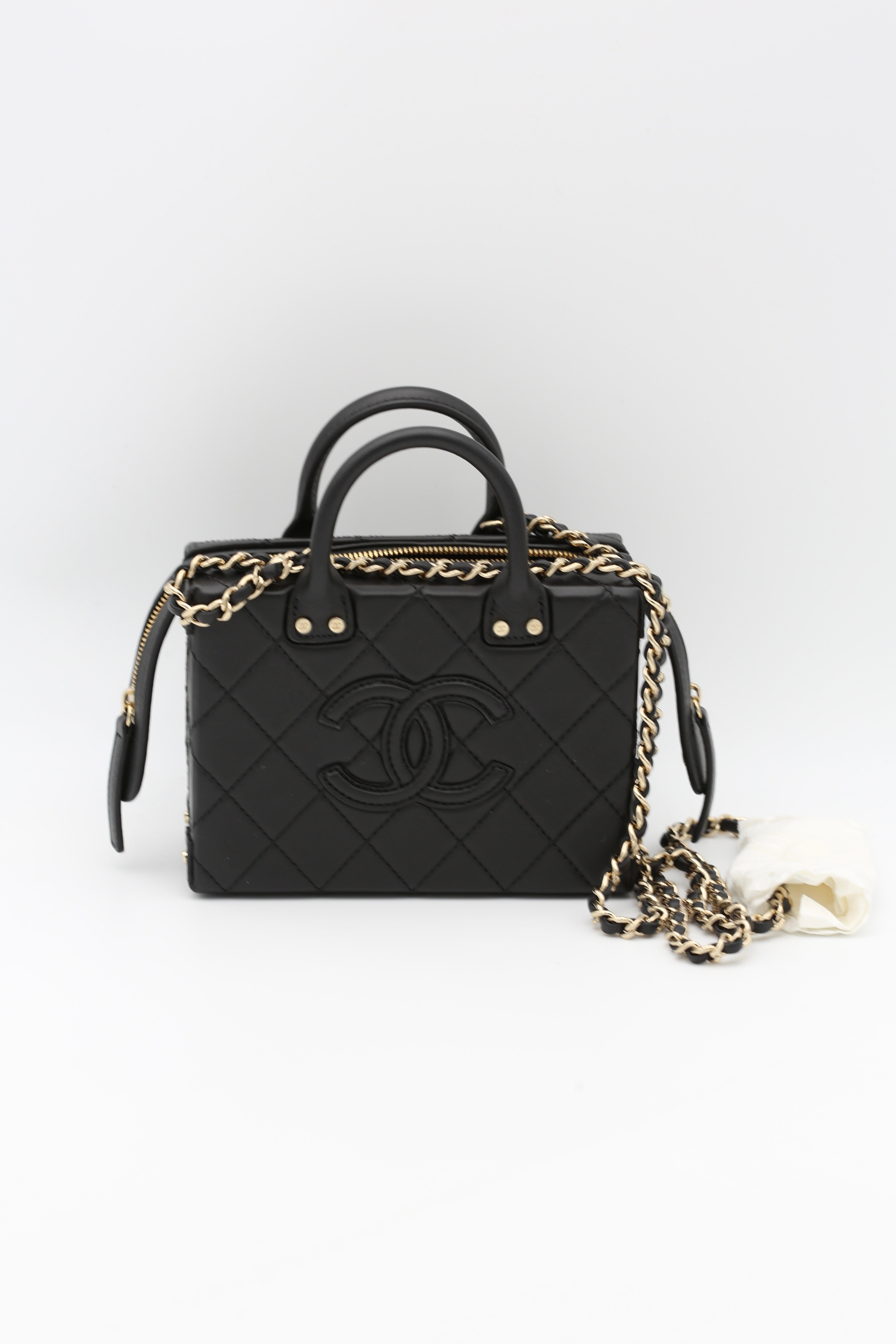 CHANEL 22B SMALL VANITY CASE BLACK GOLD HARDWARE
