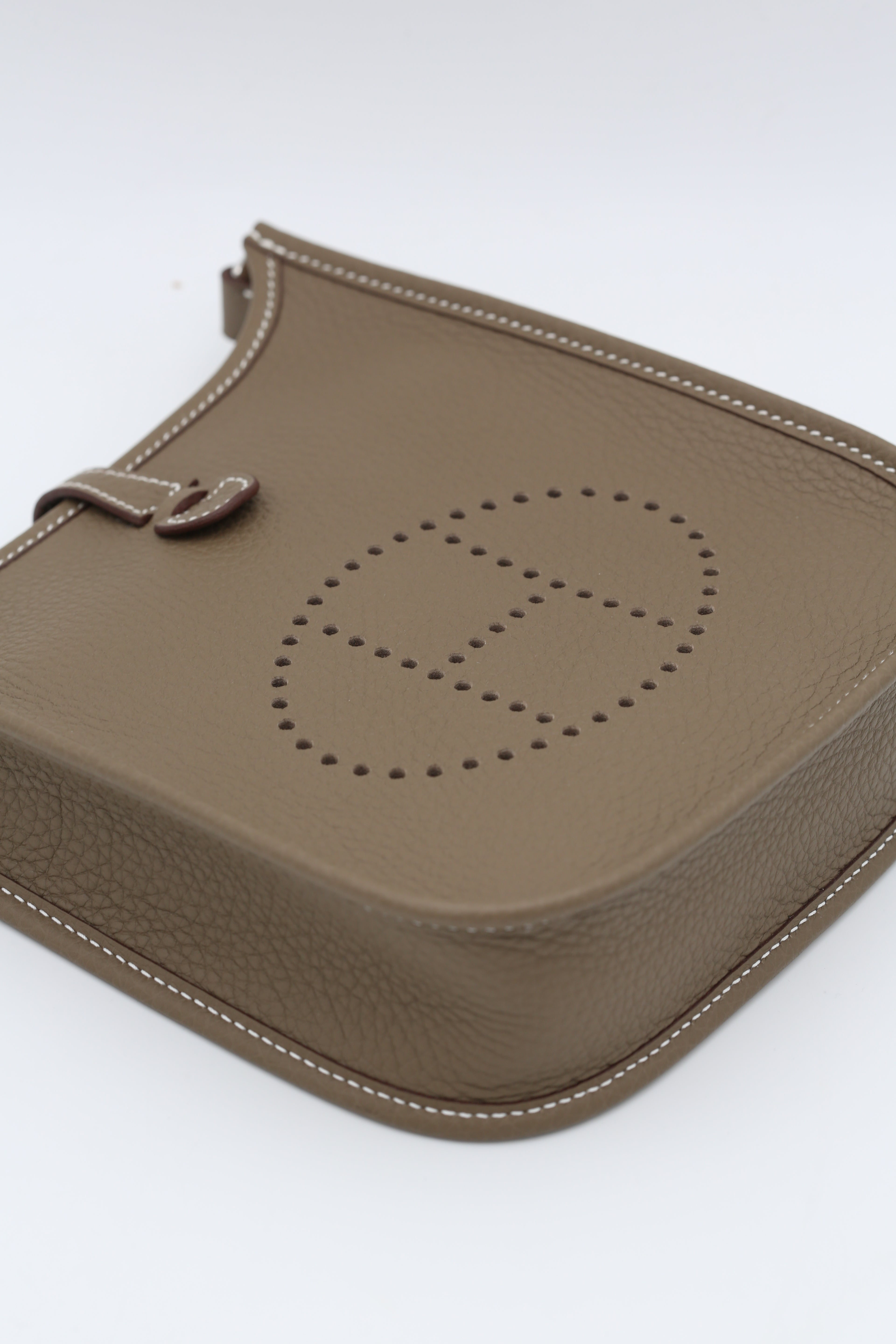 HERMÈS MINI EVELYN ETOUPE CLEMENCE SILVER HARDWARE G STAMP
