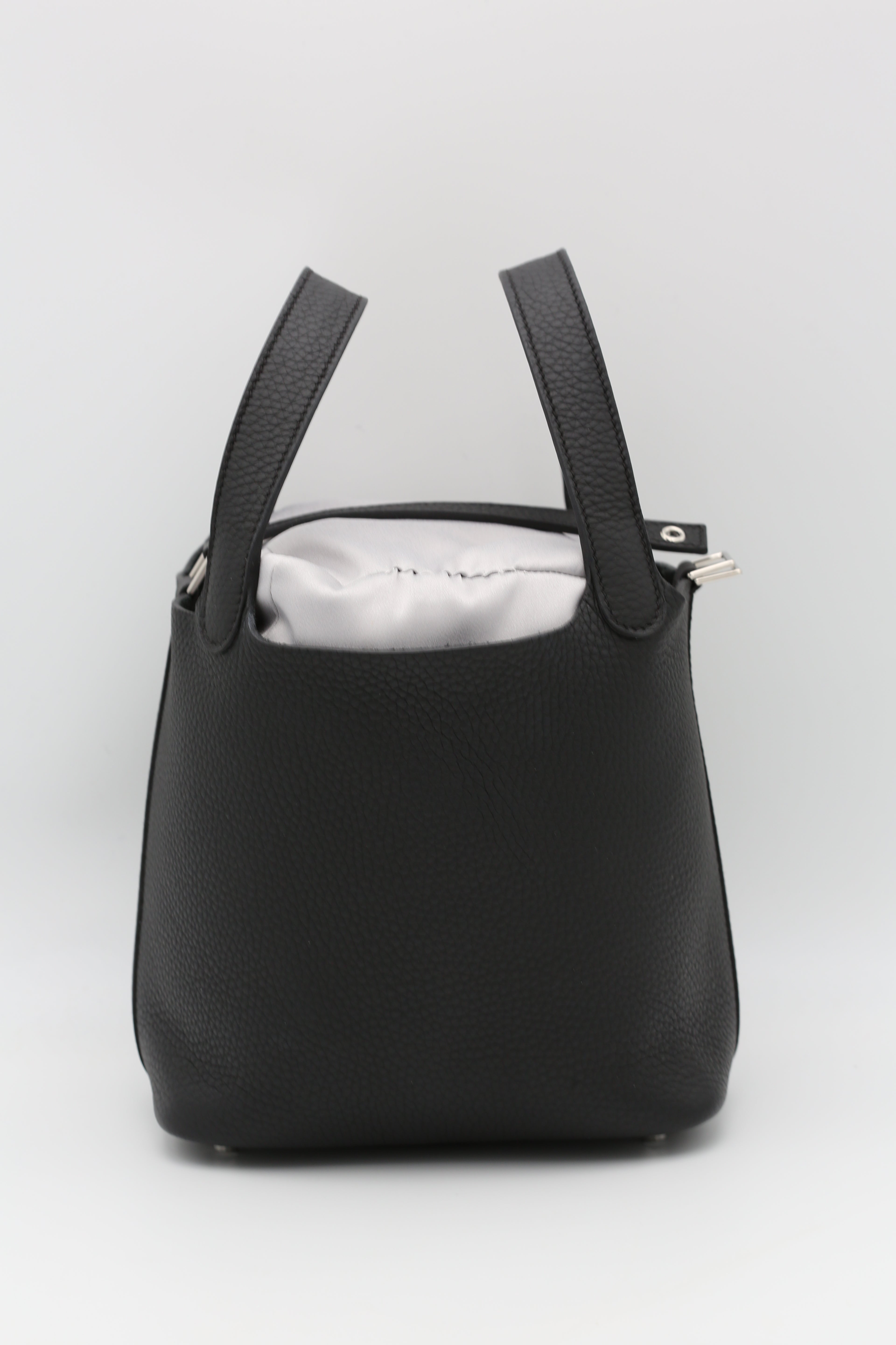 HERMÈS PICOTIN 18 NOIR CLEMENCE SILVER HARDWARE K STAMP