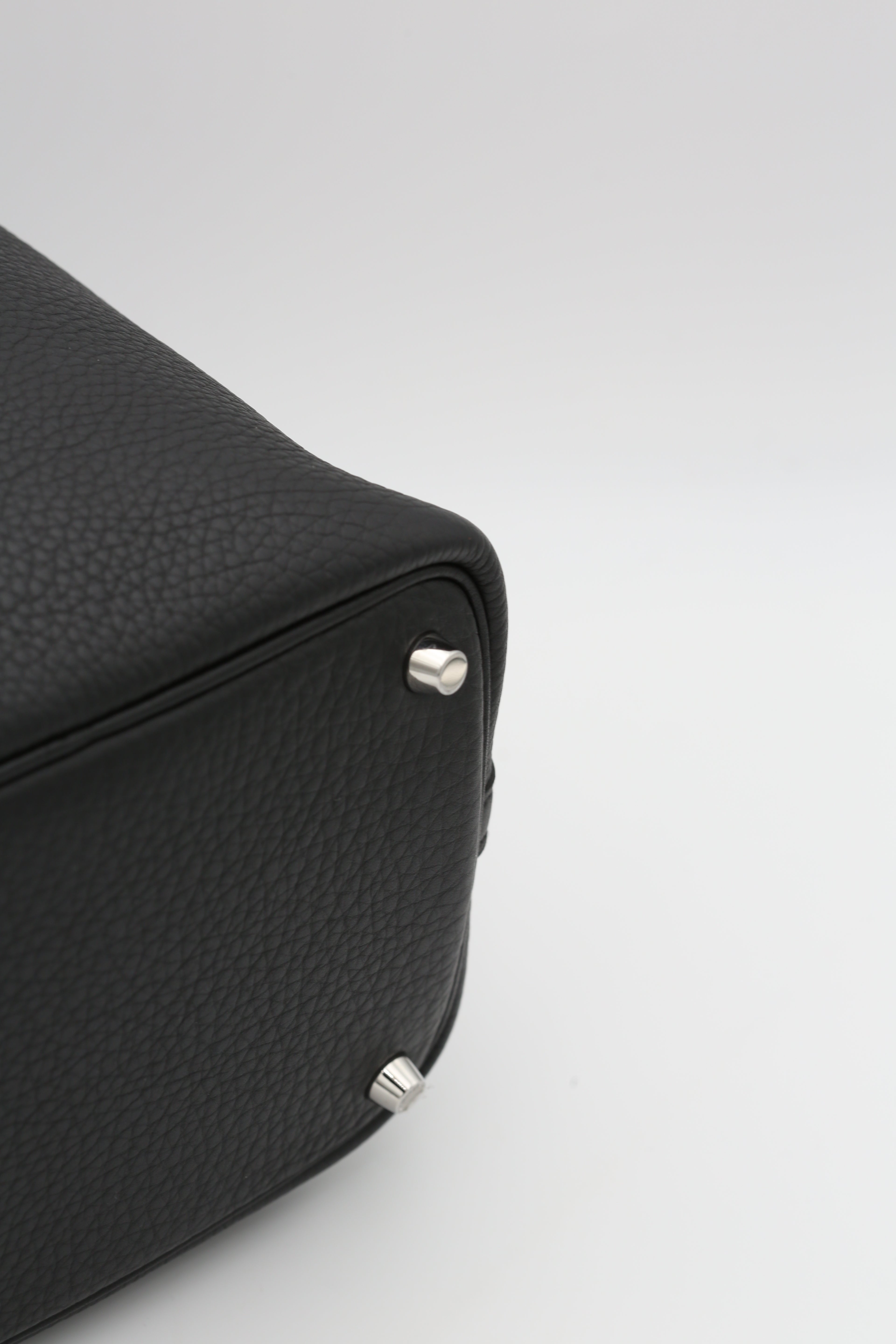 HERMÈS PICOTIN 18 NOIR CLEMENCE SILVER HARDWARE K STAMP