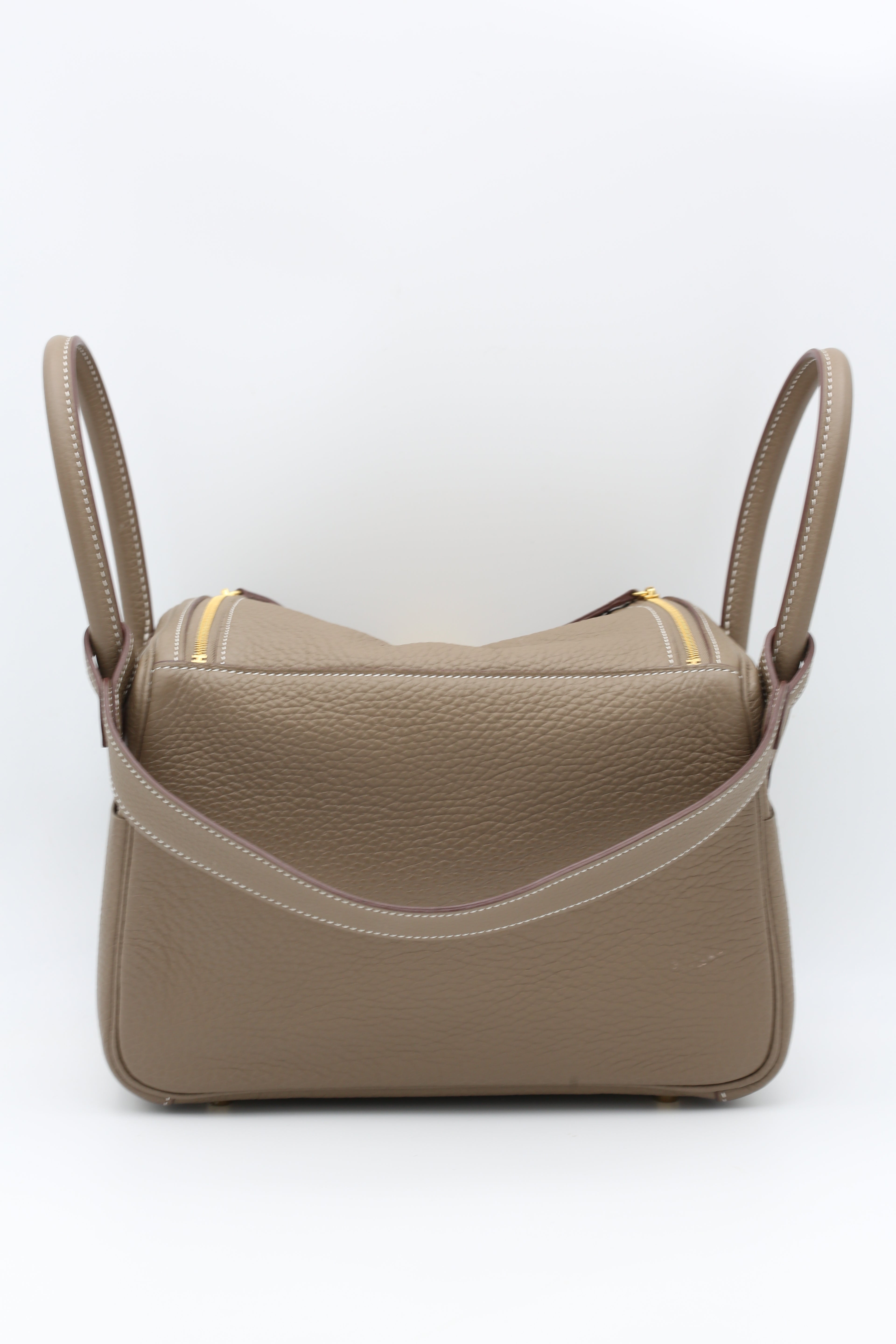HERMÈS LINDY26 ETOUPE TAURILLON CLEMENCE GOLD HARDWARE W STAMP