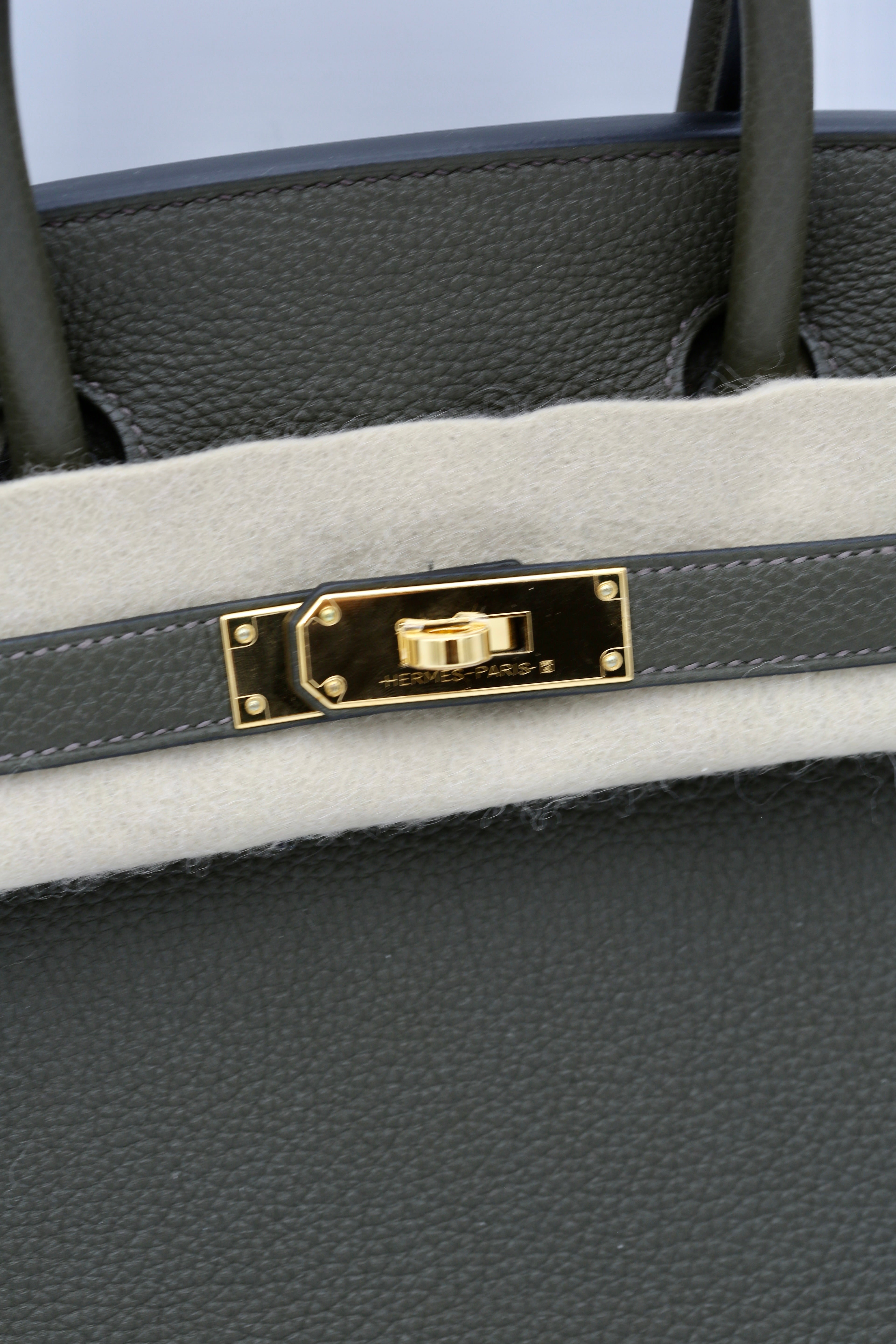 HERMÈS BIRKIN30 VERT GRIS TOGO GOLD HARDWARE Y STAMP