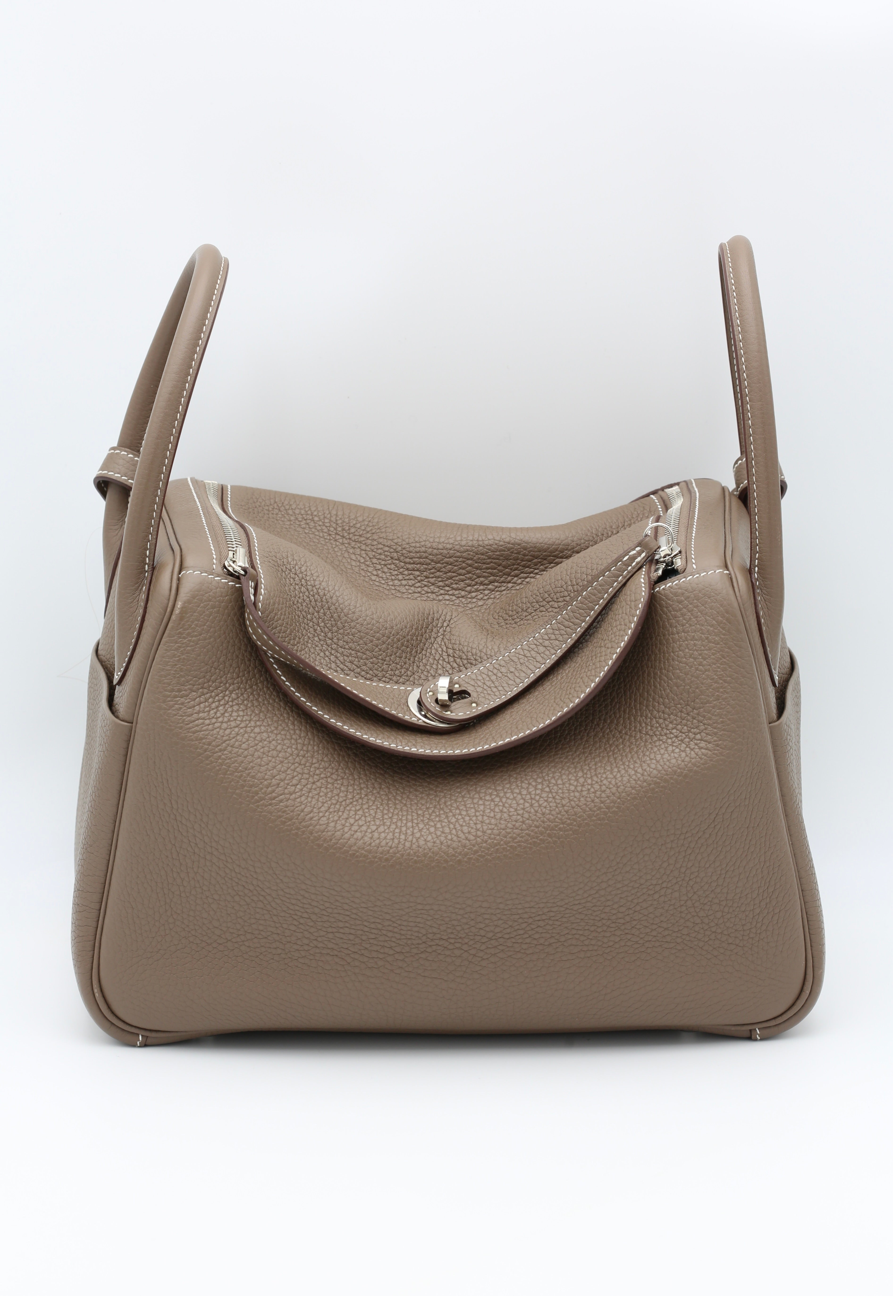 HERMÈS LINDY30 ETOUPE TAURILLON CLEMENCE SILVER HARDWARE C STAMP
