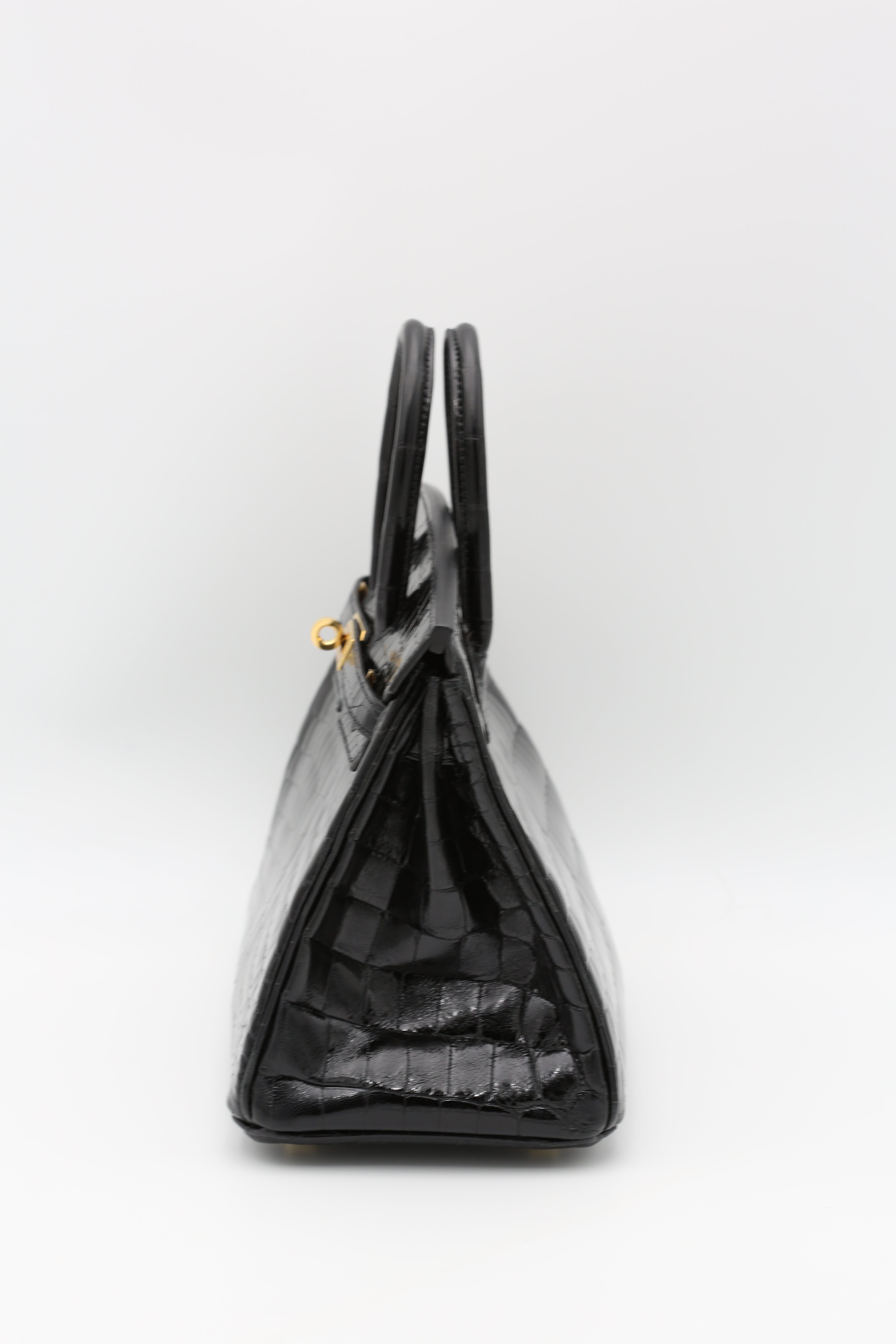 HERMÈS BIRKIN25 NOIR NILOTICUS GOLD HARDWARE Y STAMP