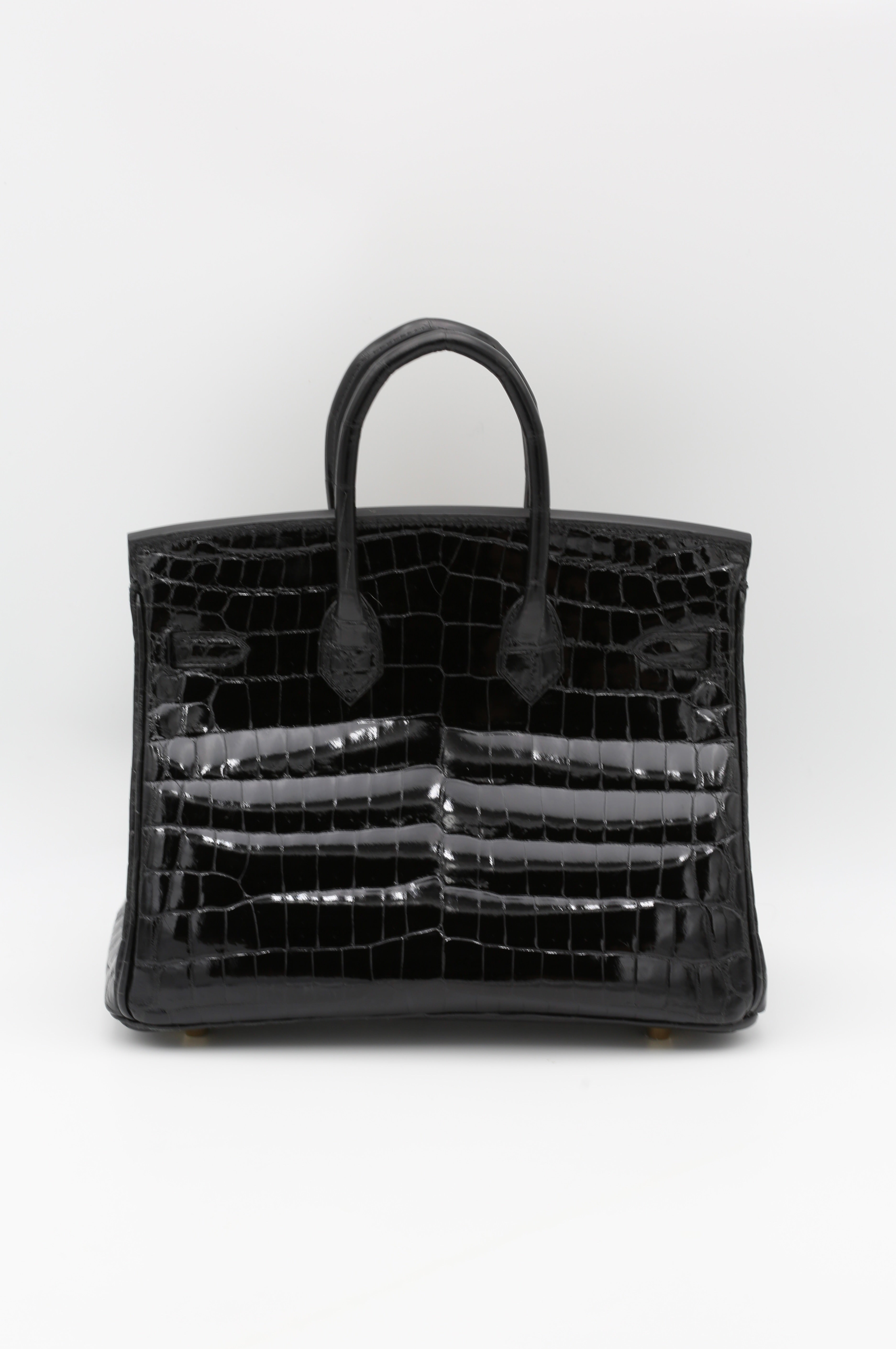 HERMÈS BIRKIN25 NOIR NILOTICUS GOLD HARDWARE Y STAMP