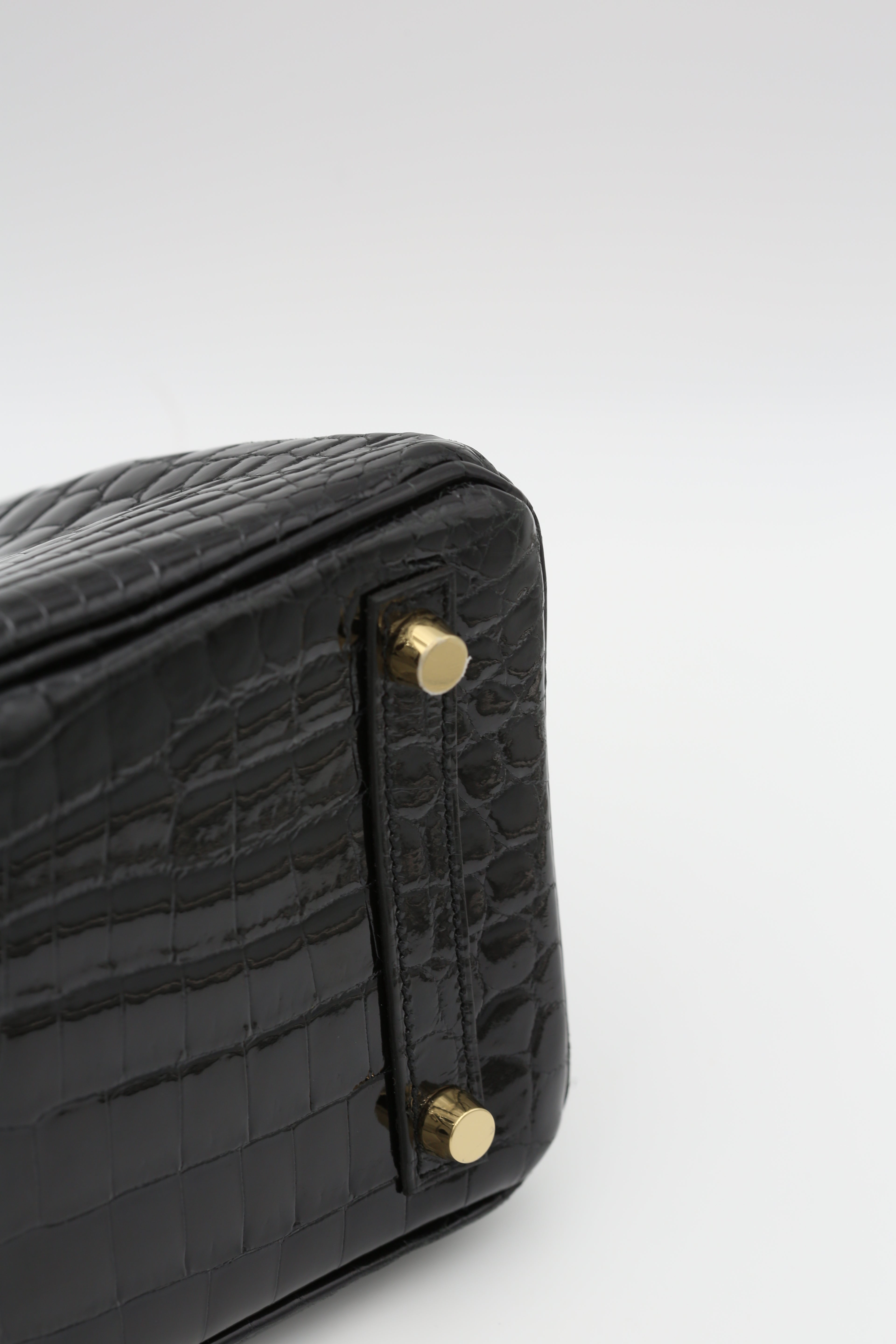 HERMÈS BIRKIN25 NOIR NILOTICUS GOLD HARDWARE Y STAMP