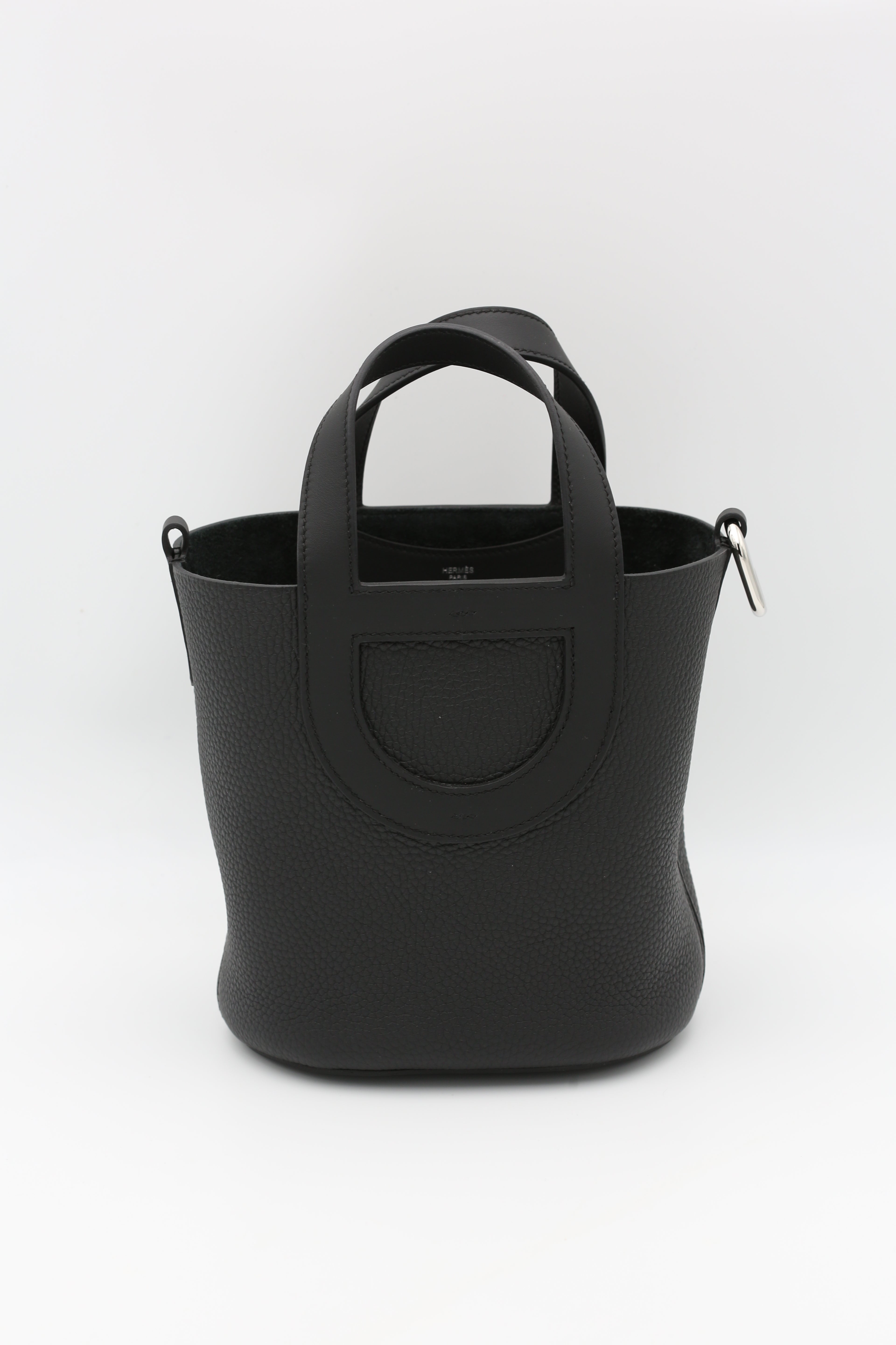 HERMÈS IN THE LOOP 18 NOIR CLEMENCE BULL/SWIFT SILVER HARDWARE G STAMP