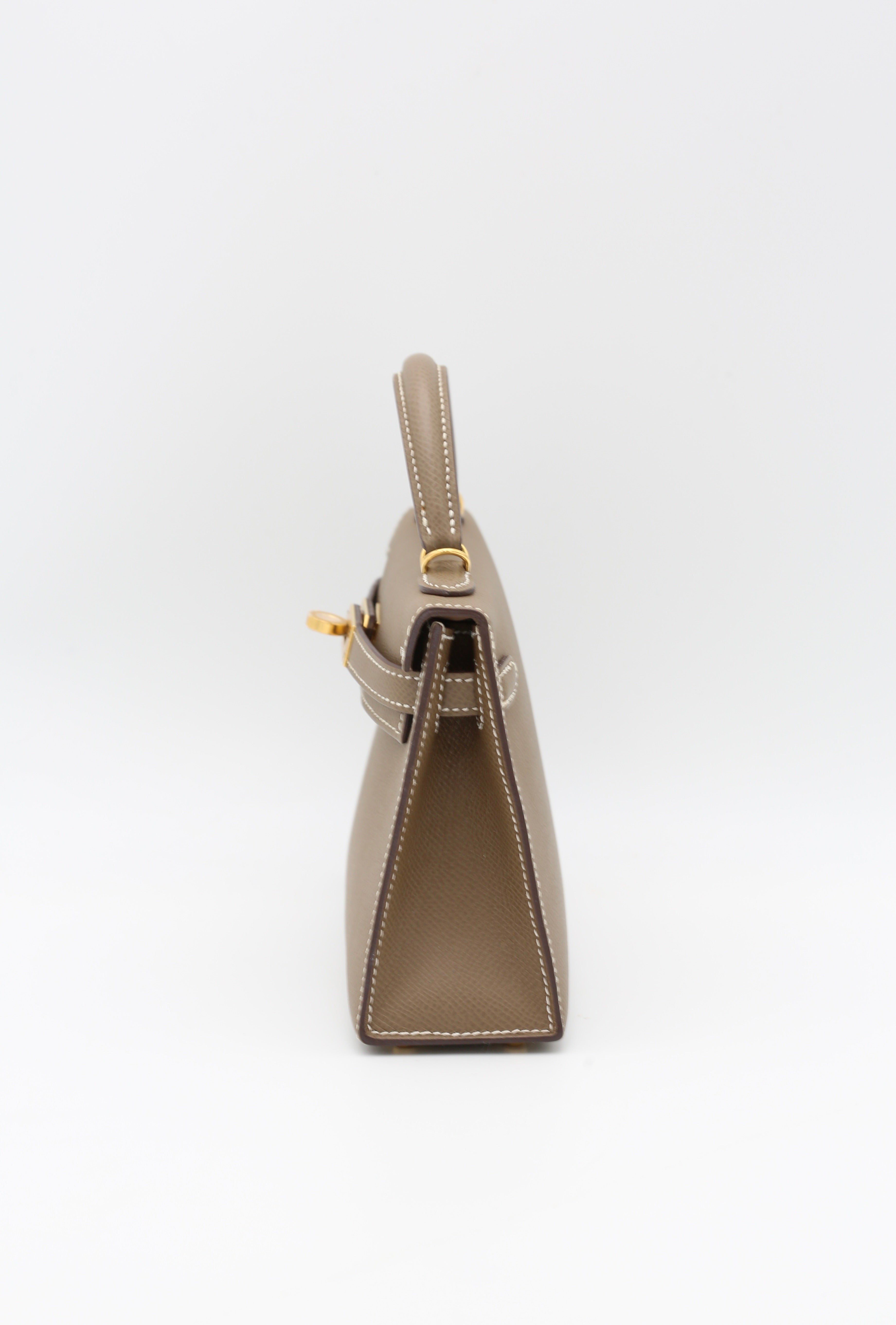 HERMÈS MINI KELLY II ETOUPE EPSOM GOLD HARDWARE Y STAMP